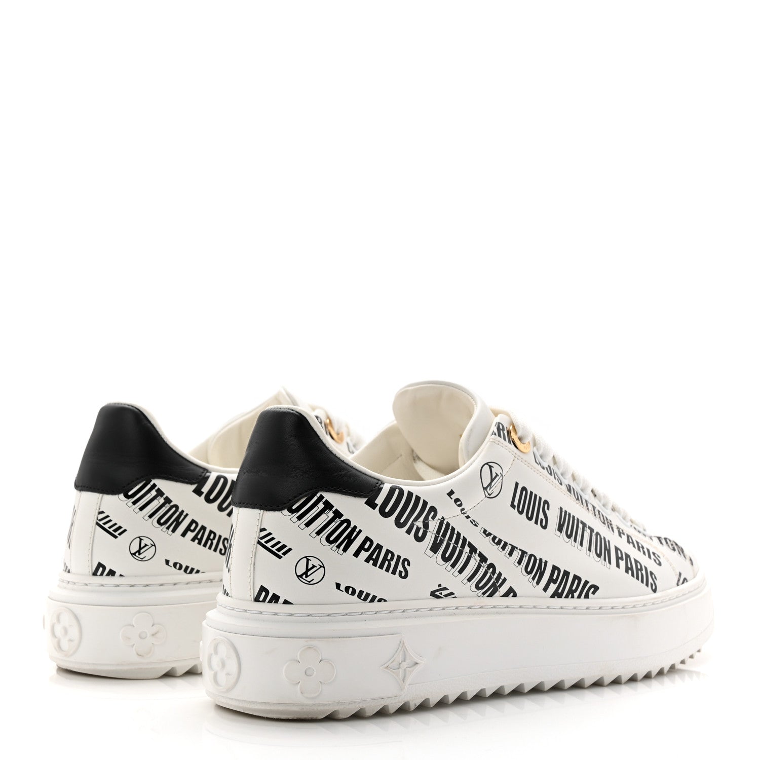 Calfskin Printed Time Out Trainer Sneakers 37 White