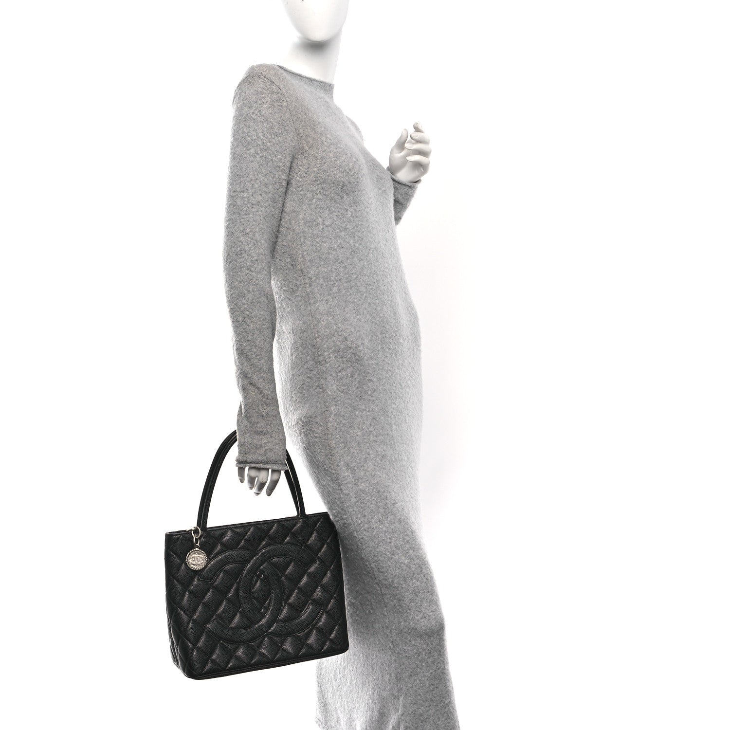 Caviar Quilted Medallion Tote Black
