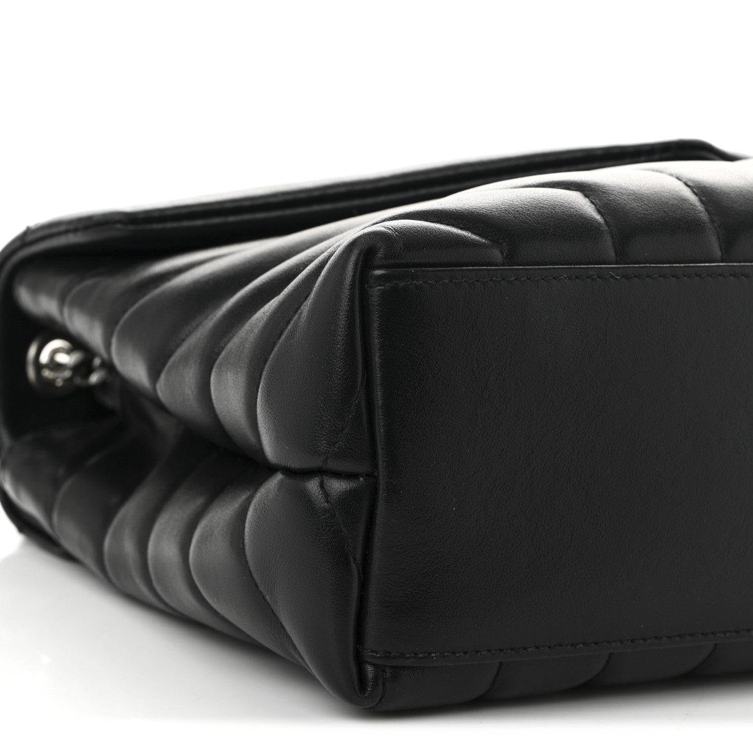 Calfskin Y Quilted Monogram Small Loulou Chain Satchel Black