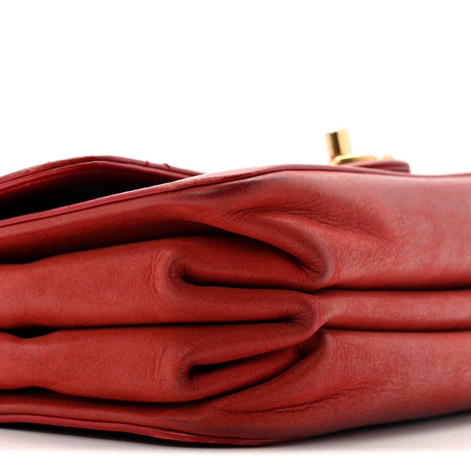 Iridescent Calfskin Quilted Small Straight Lined Flap Red