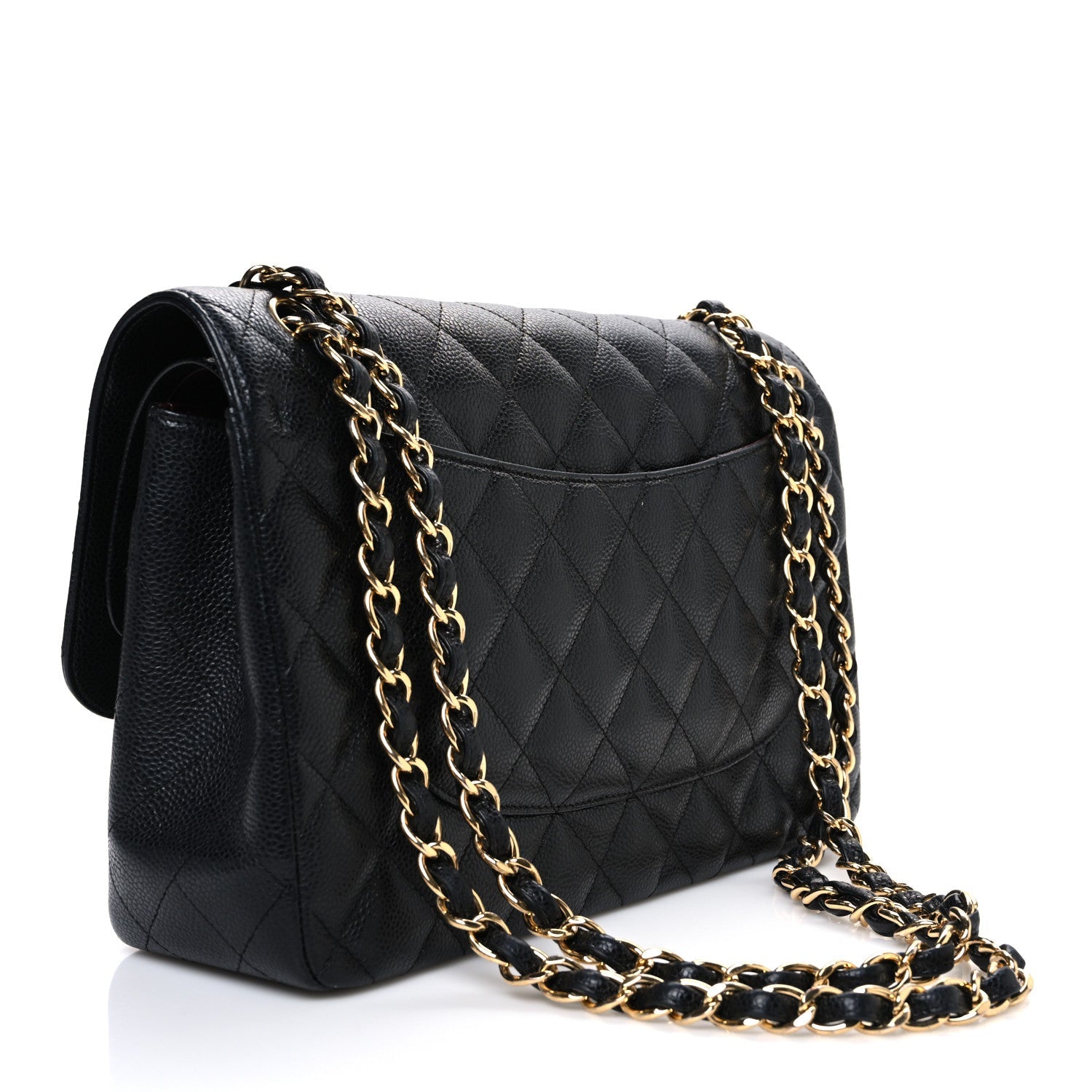 Caviar Quilted Jumbo Double Flap Black