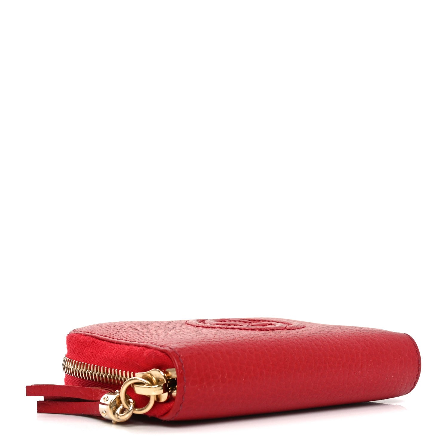 Pebbled Calfskin Small Soho Zip Around Wallet Red