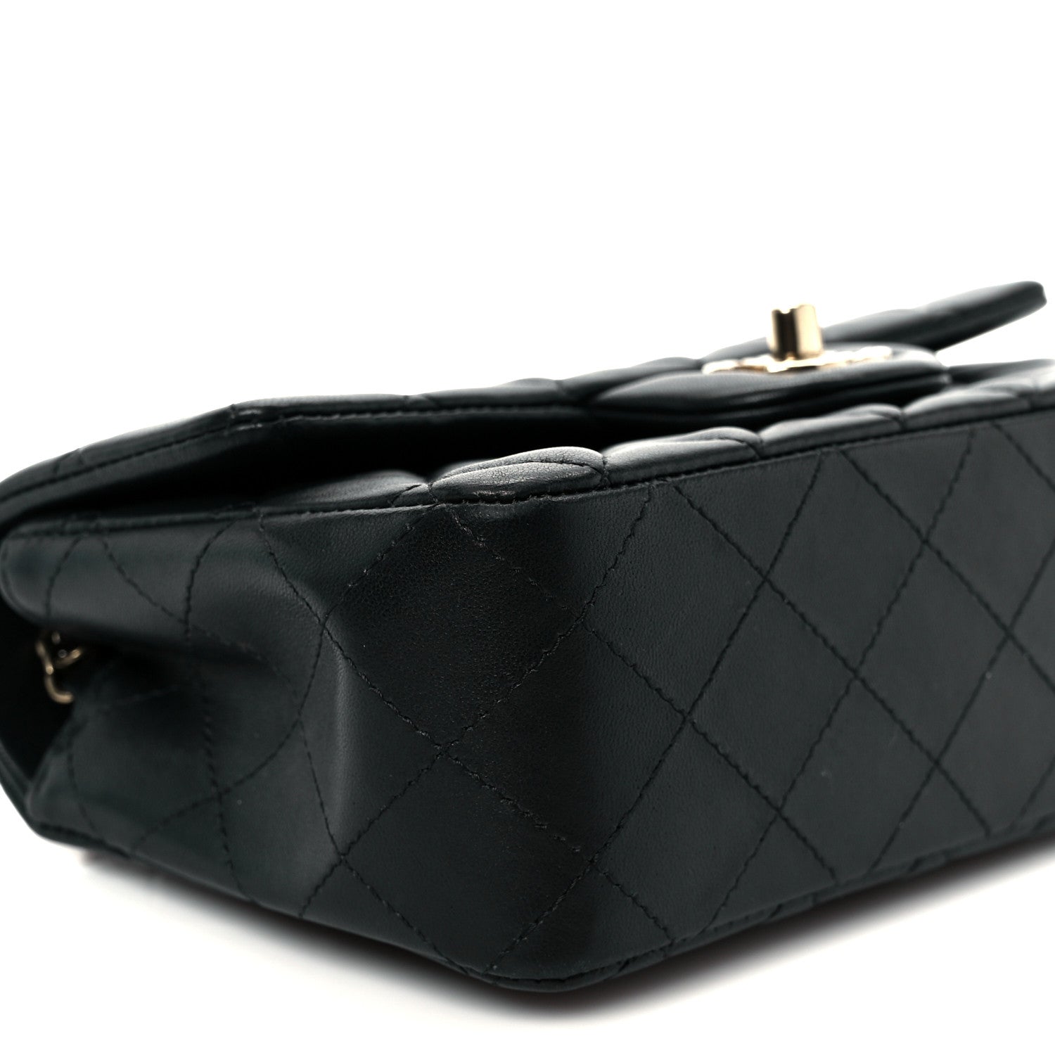 Lambskin Quilted Mini Rectangular Flap Black