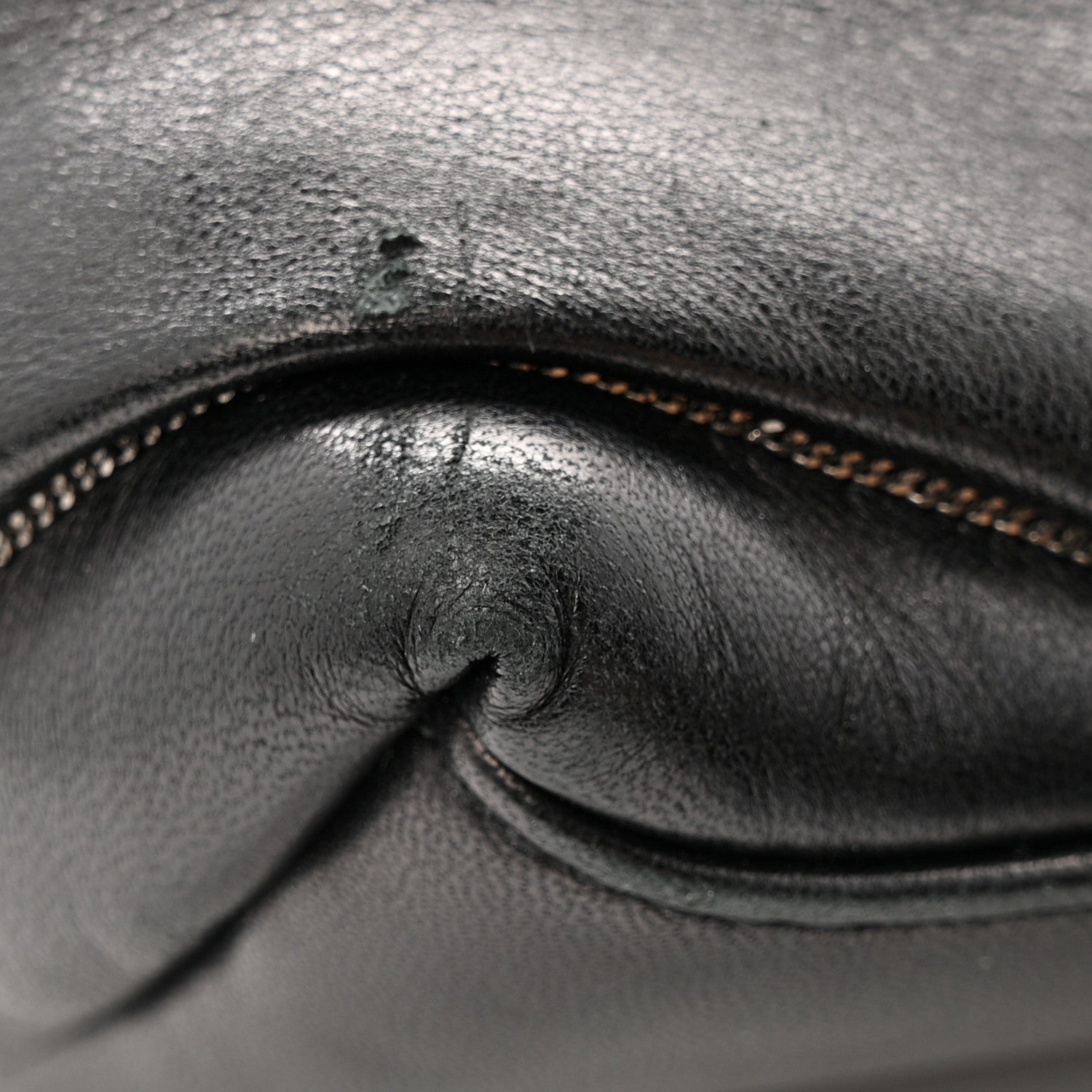 Lambskin Quilted Metal Small Loulou Puffer Monogram Chain Satchel  Black