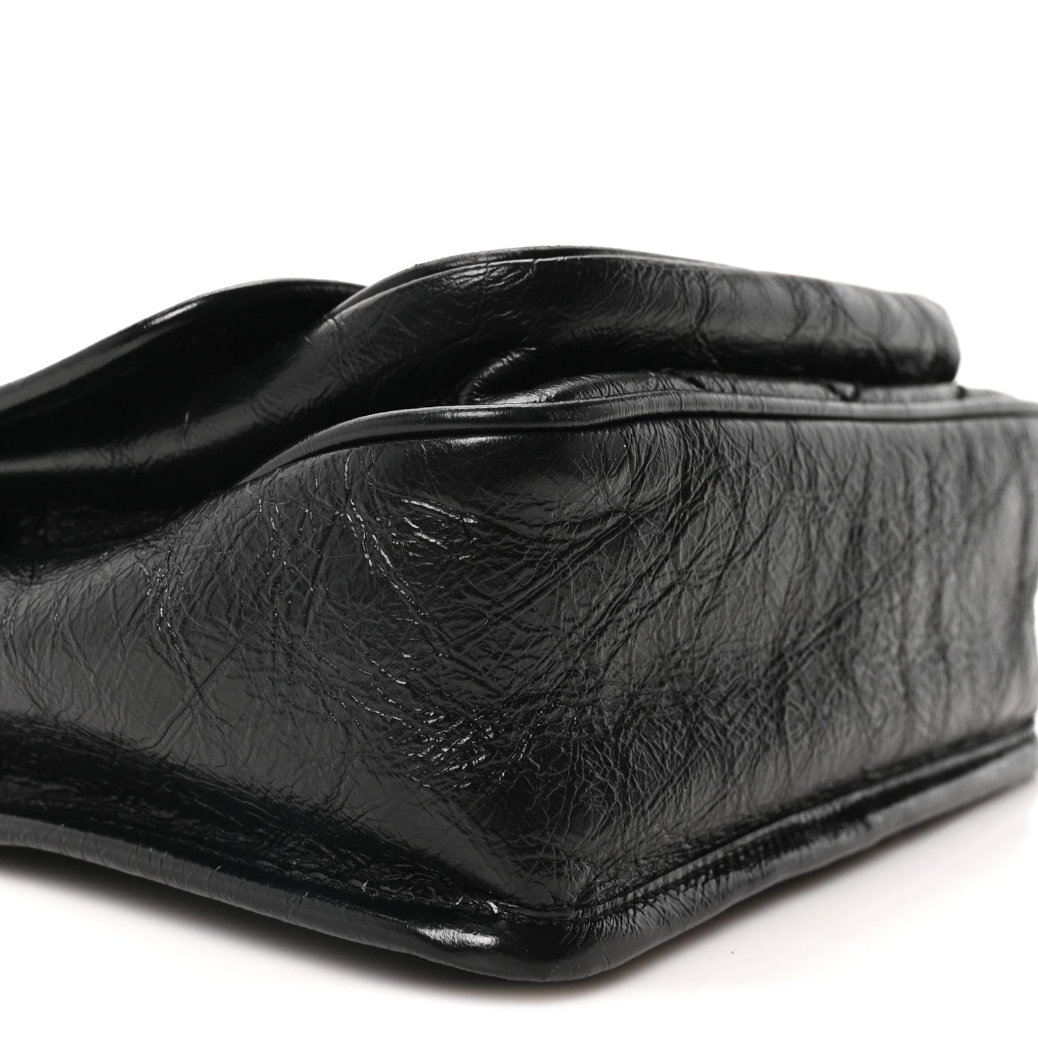 Crinkled Calfskin Matelasse Monogram Baby Niki Chain Satchel Black