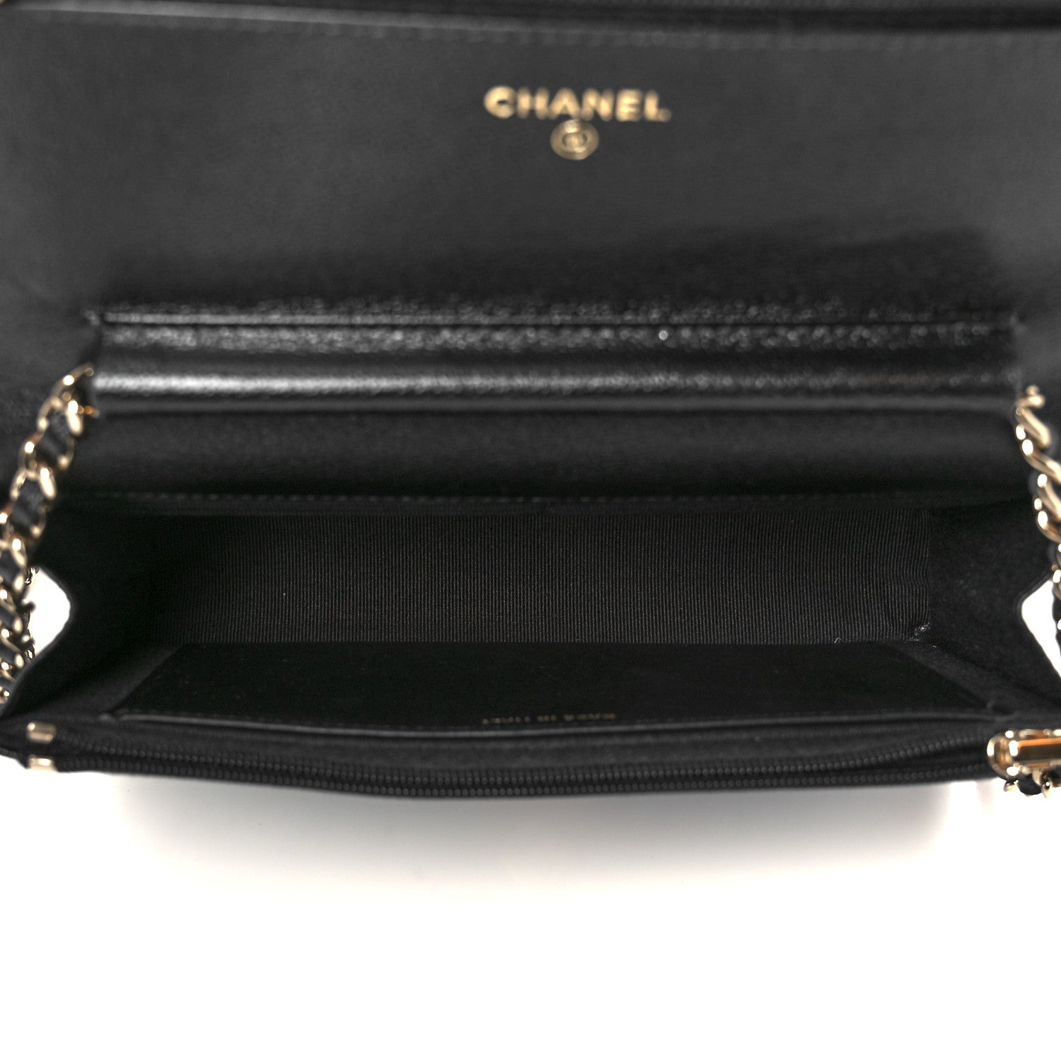 Caviar Quilted Studded CC Wallet on Chain WOC Black