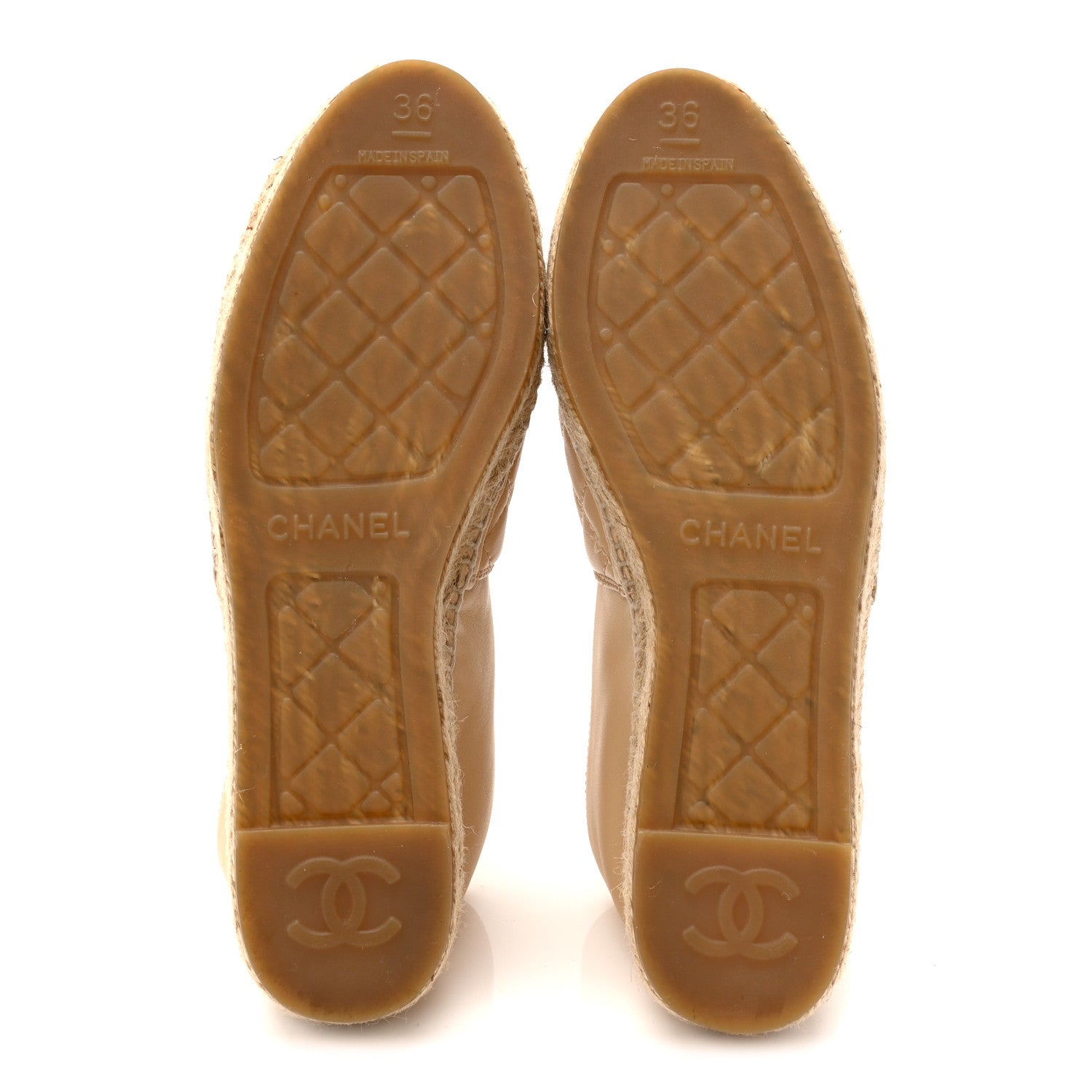 Lambskin Quilted CC Espadrilles 36 Beige