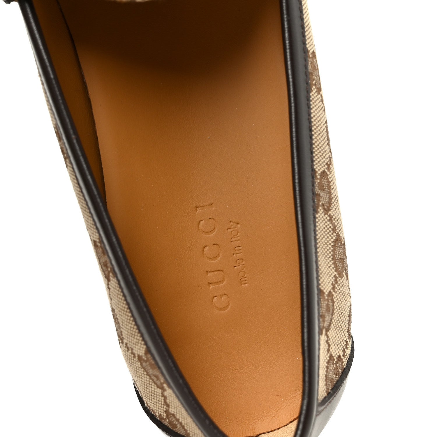 Canvas GG Monogram Horsebit Calfskin Womens Horsebit Platform Loafers 39.5 Beige Ebony Cocoa