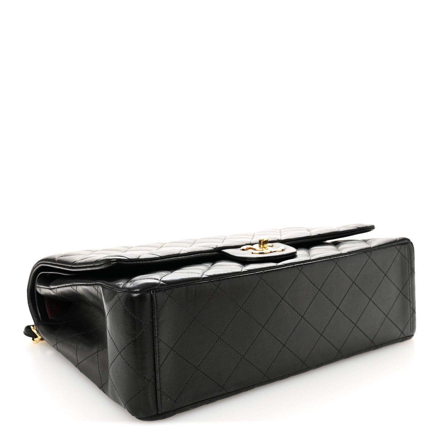 Lambskin Quilted Maxi Double Flap Black
