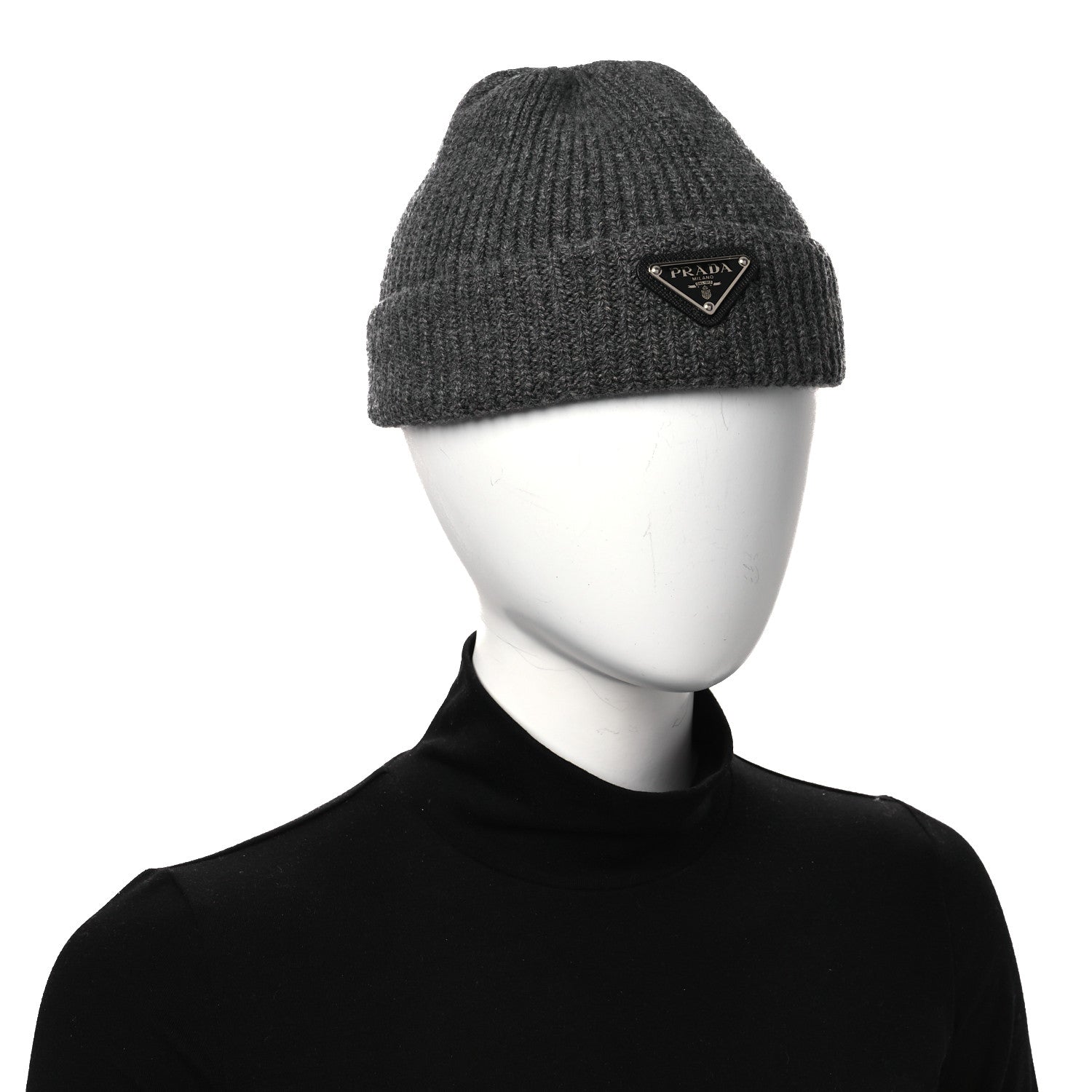 Wool Cashmere Beanie Hat Grey