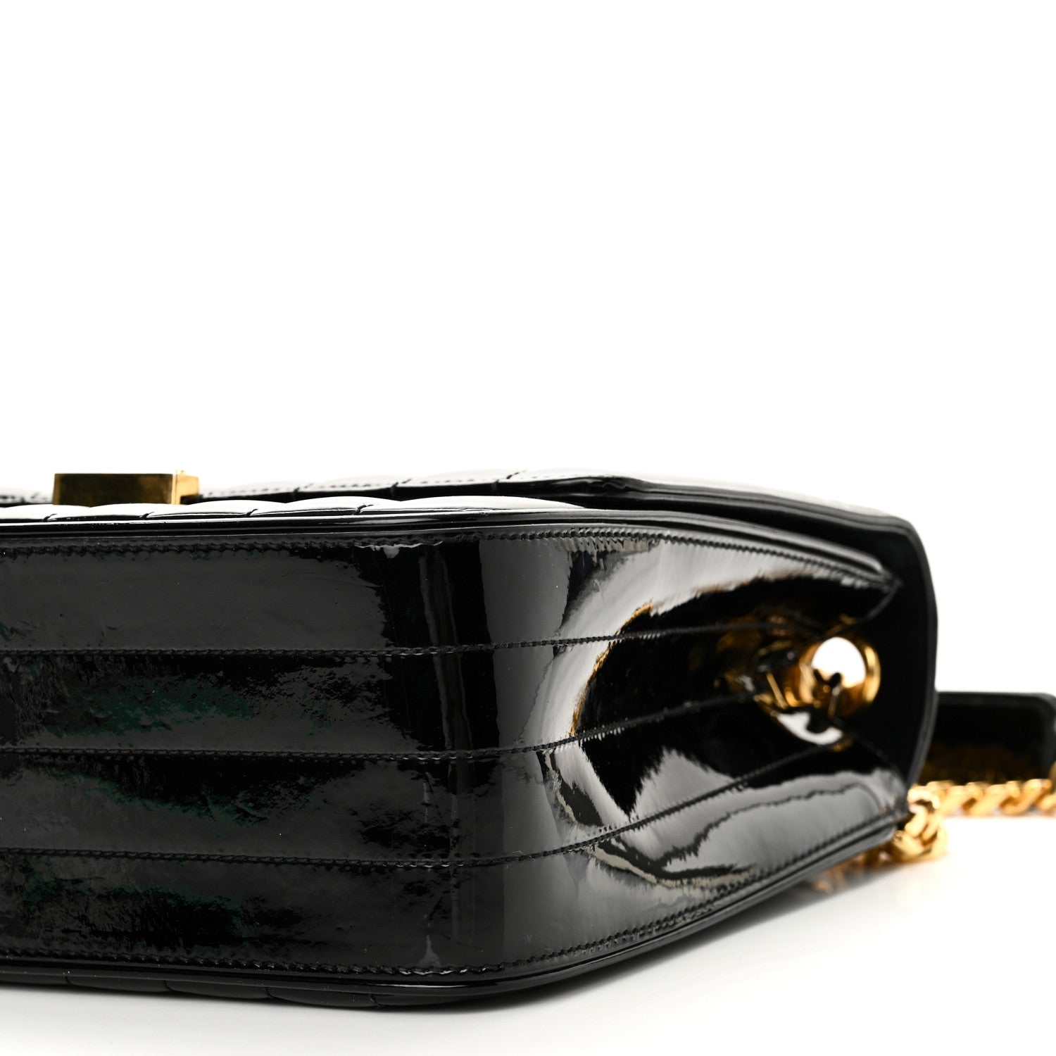 Patent Matelasse Monogram Large Vicky Chain Bag Black