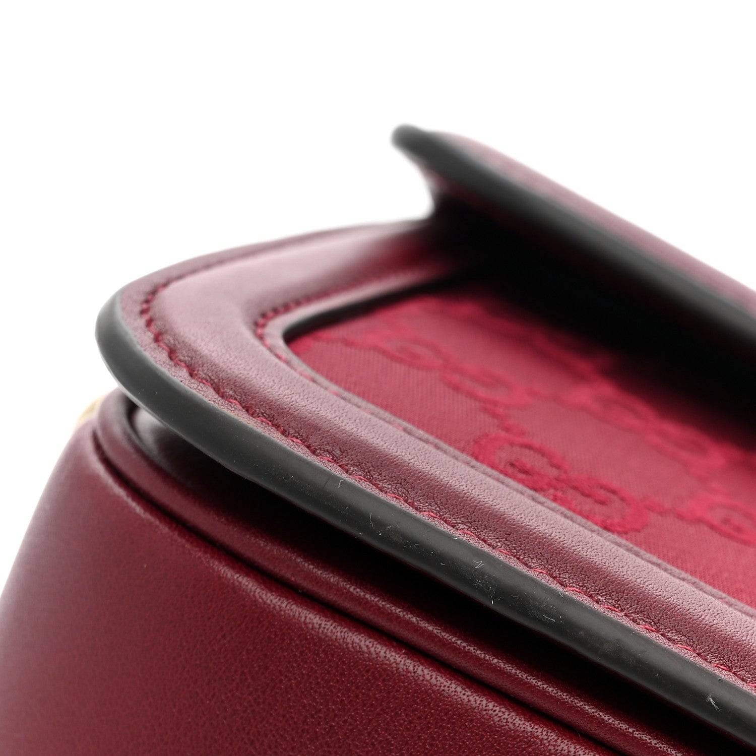 Crepe Wool Silk GG Monogram Go Small Shoulder Bag Rosso Ancora