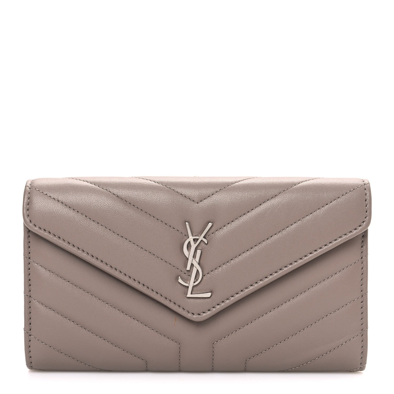 Lambskin Y Quilted Monogram Large Loulou Flap Wallet Mink