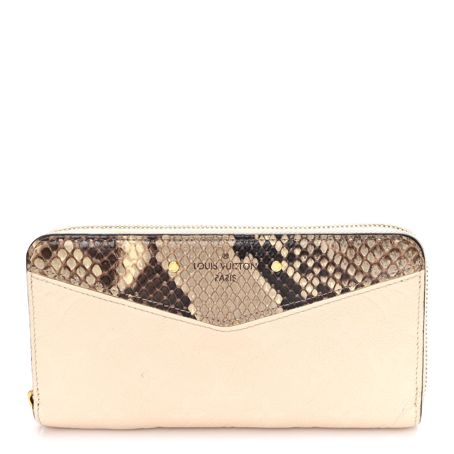 Snakeskin Empreinte Zippy Wallet Creme