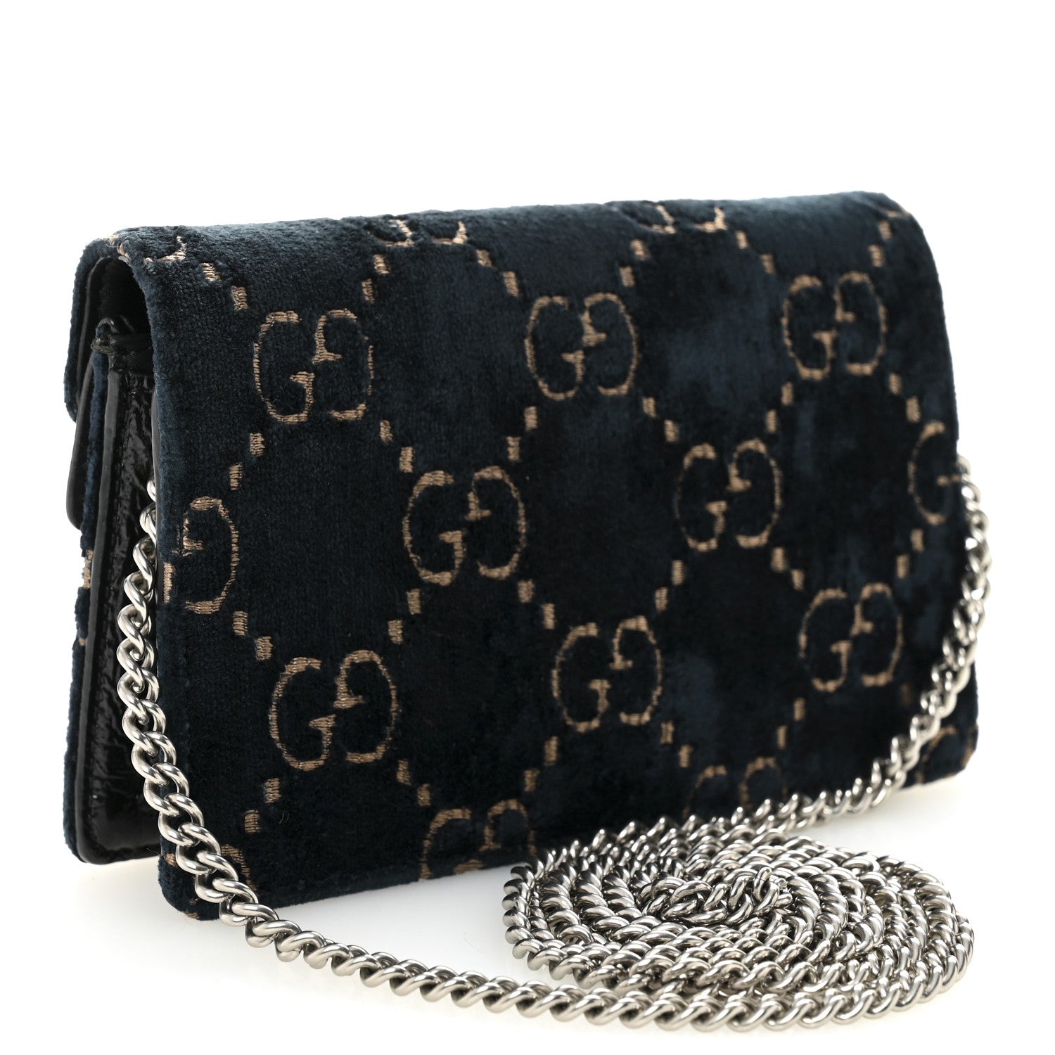 Velvet GG Monogram Super Mini Dionysus Shoulder Bag Blue Beige Black