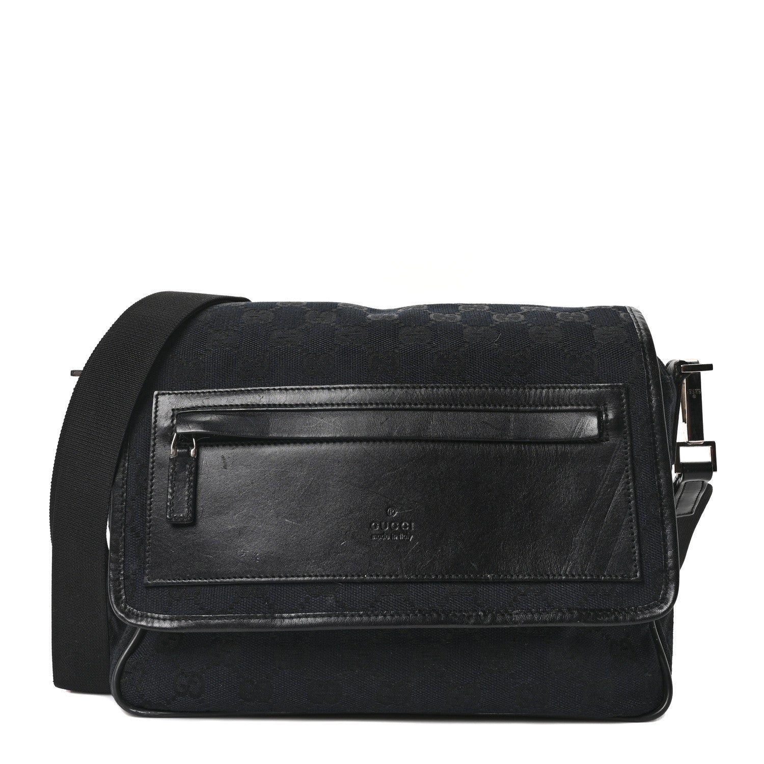 Monogram Flap Pocket Messenger Bag Black