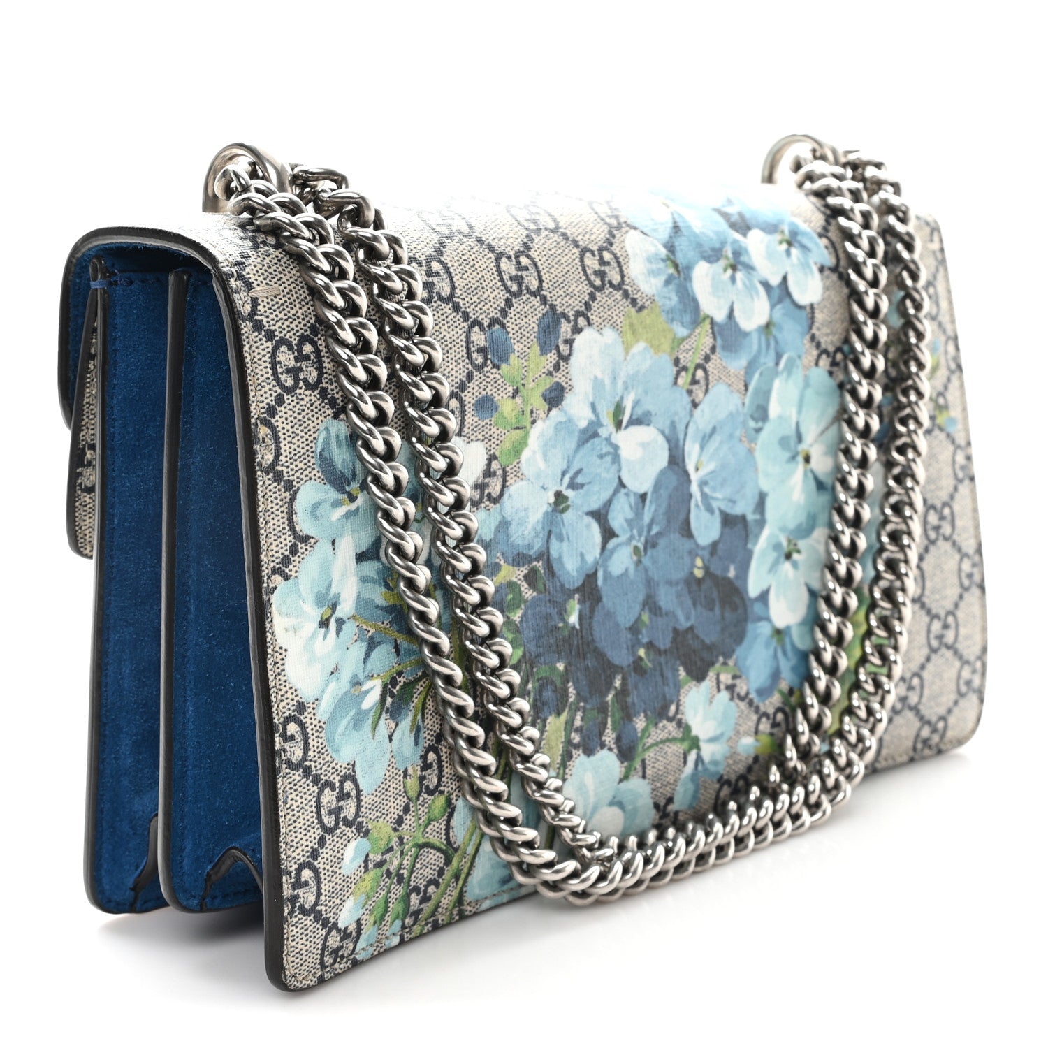 GG Supreme Monogram Blooms Small Dionysus Shoulder Bag Beige Navy Vintage Blue