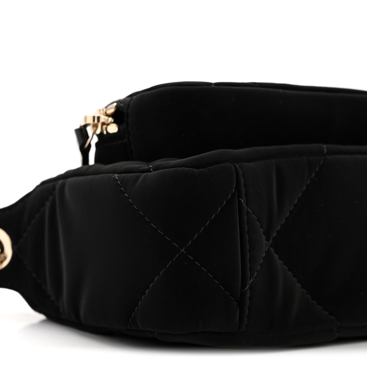 Velvet Effect Nylon Shiny Crumpled Calfskin Mini Quilted Chanel 25 Clutch With Chain Black