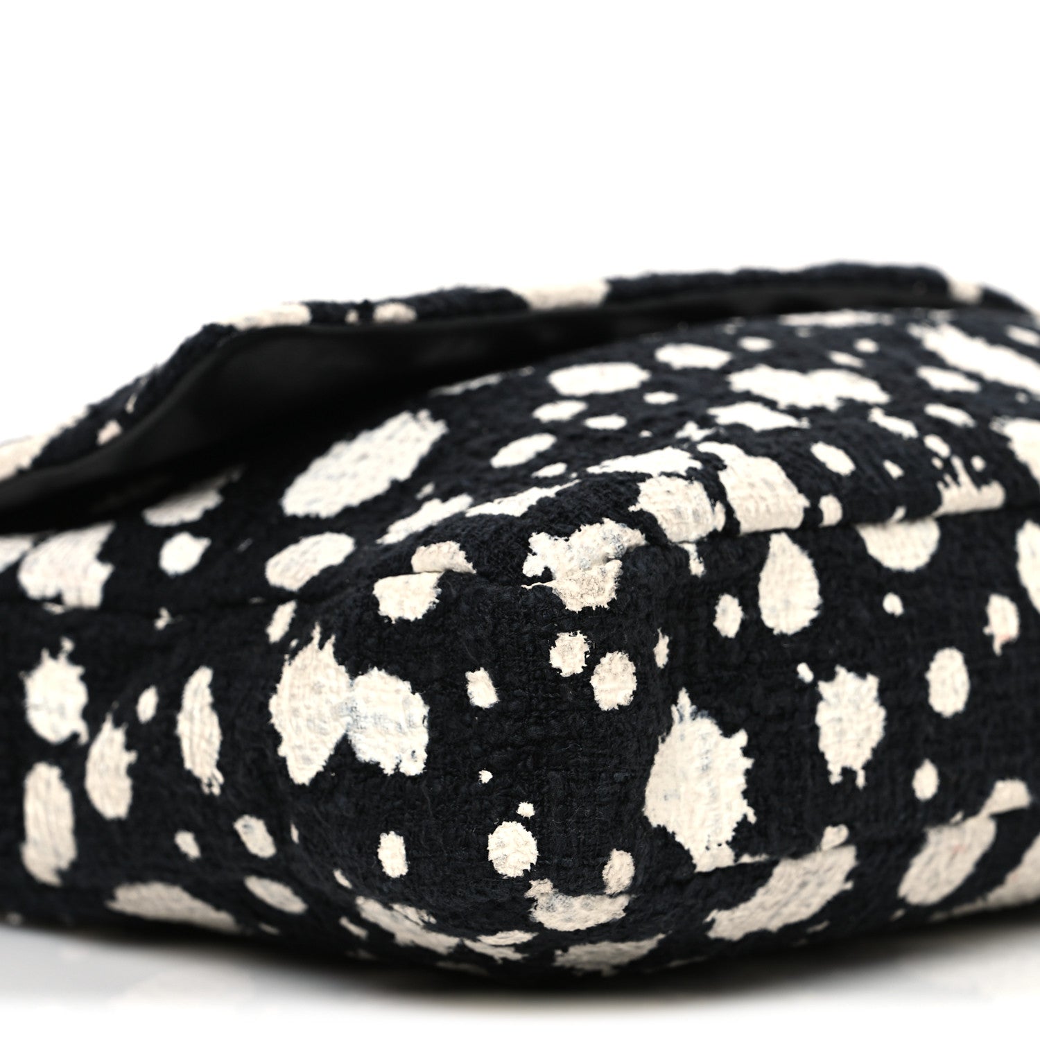 Tweed Paint Splatter Print Flap Black White