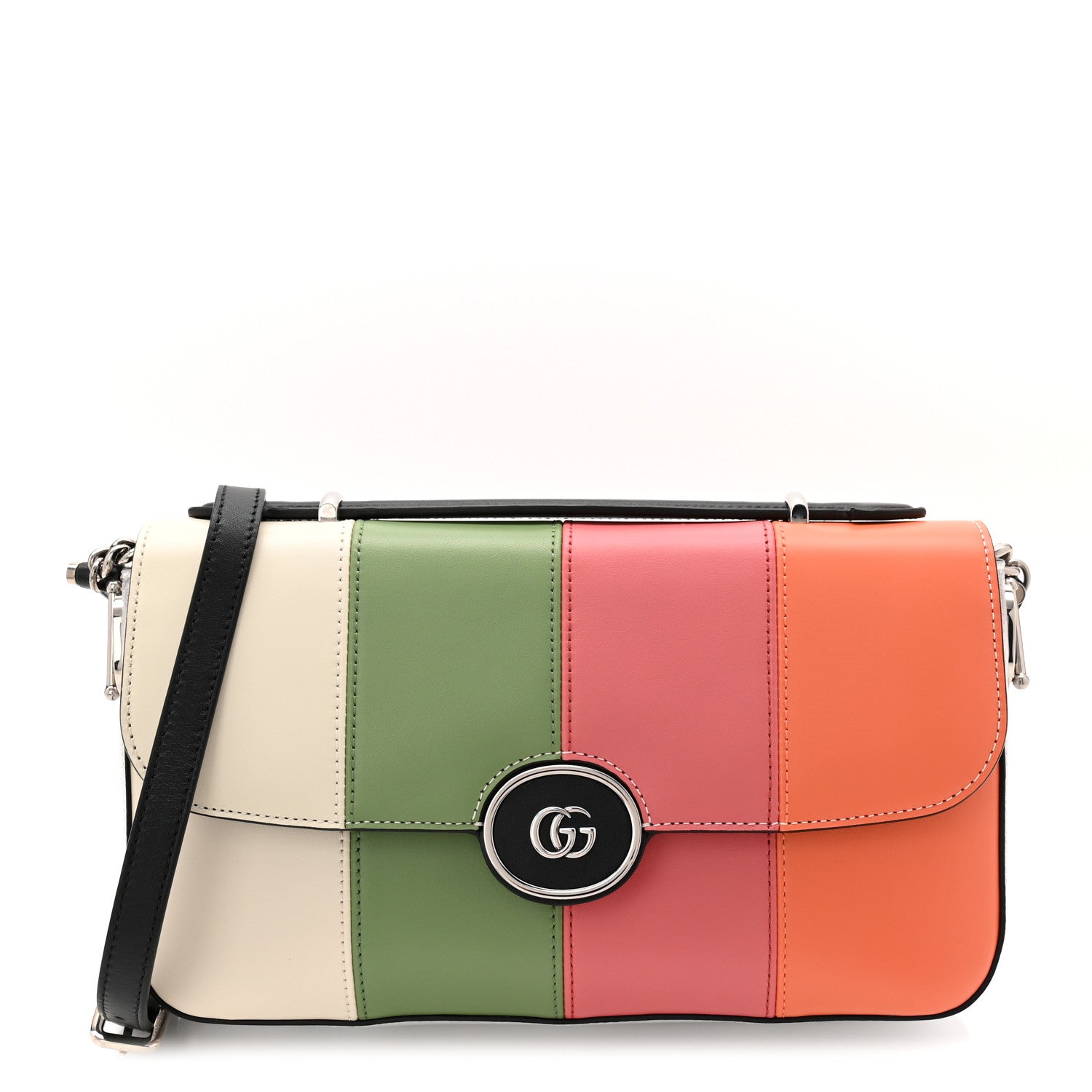 Senna Calfskin Petite GG Top Handle Shoulder Bag Mystic White Silver Multicolor