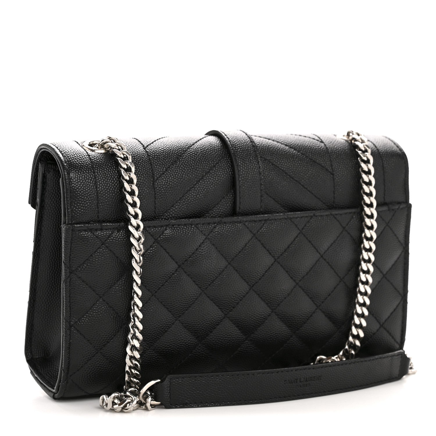 Grain De Poudre Textured Mixed Matelasse Triquilt Small Monogram Satchel Black