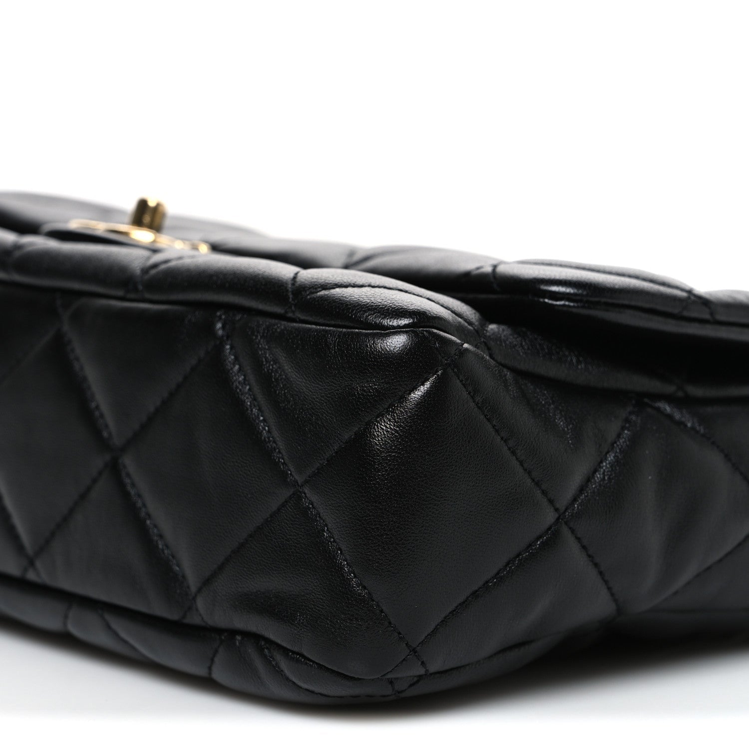 Lambskin Quilted Large CC Funky Town Flap Black
