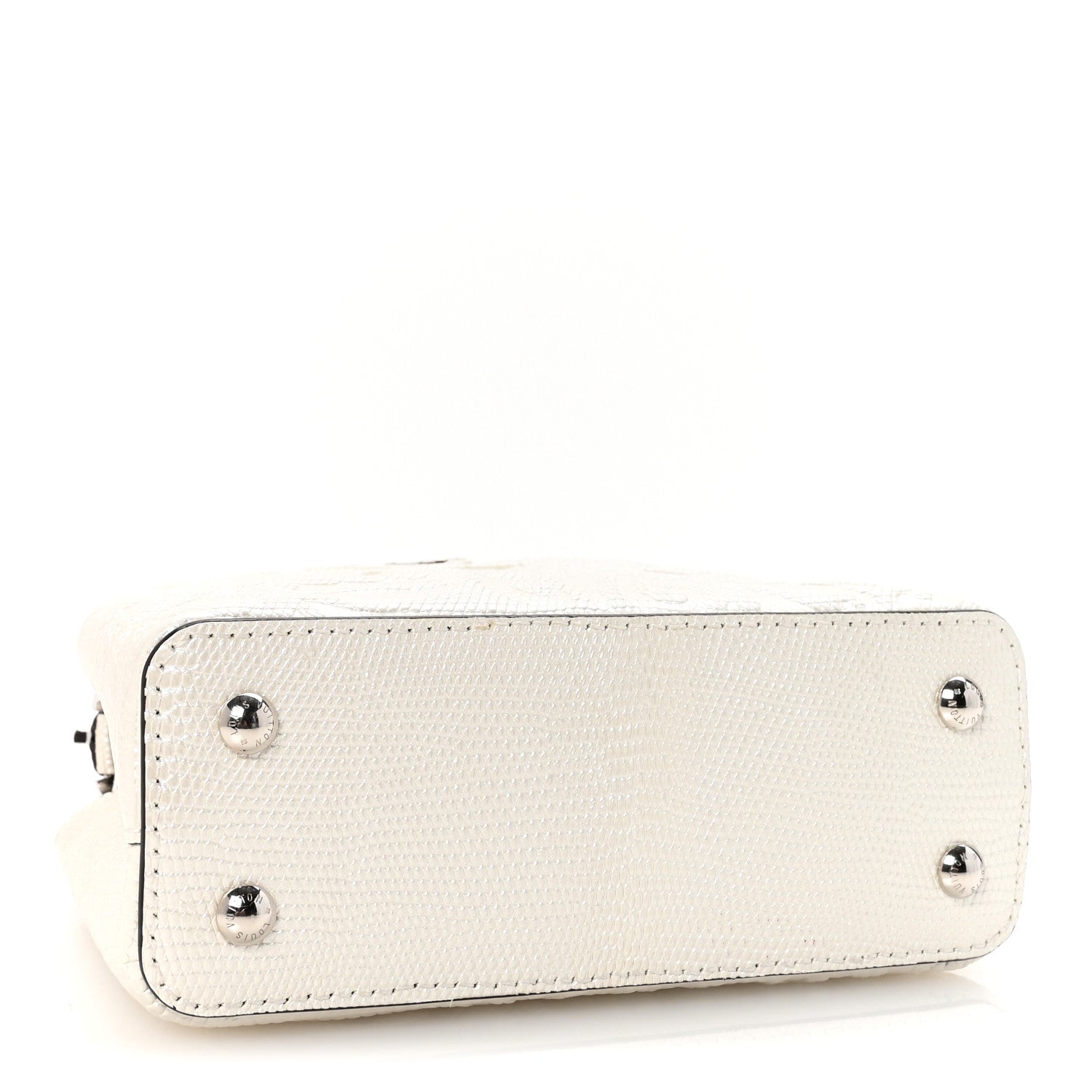 Lizard Baroque Embossed Capucines Mini Ivory Sparkle