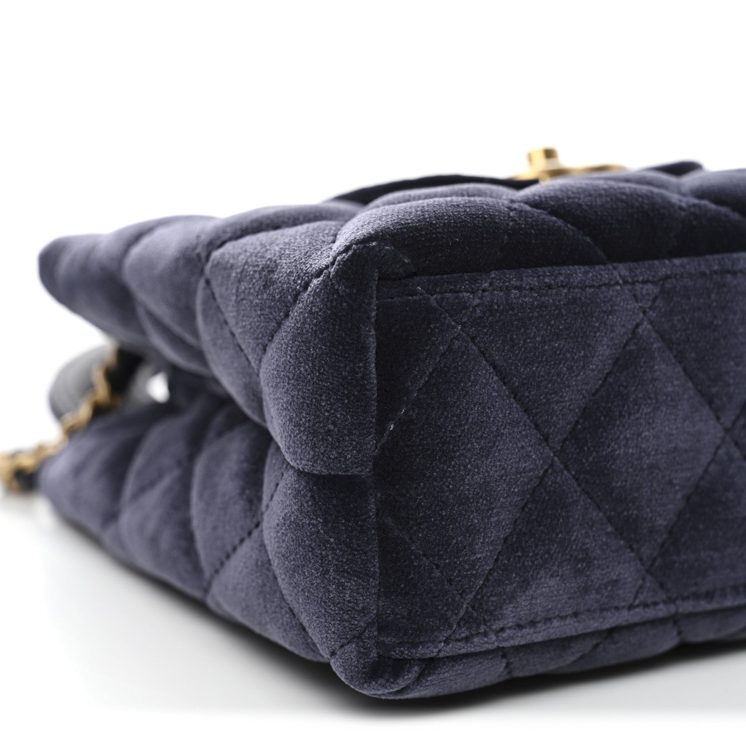 Velvet Quilted Nano Kelly Shopper Navy
