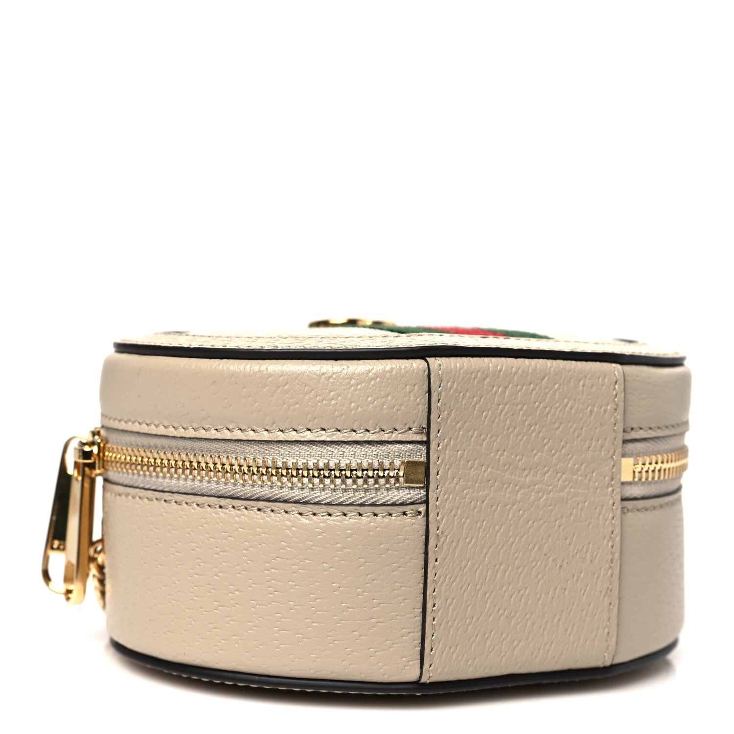 GG Supreme Monogram Top Handle Web Mini Ophidia Round Shoulder Bag Beige Mystic White