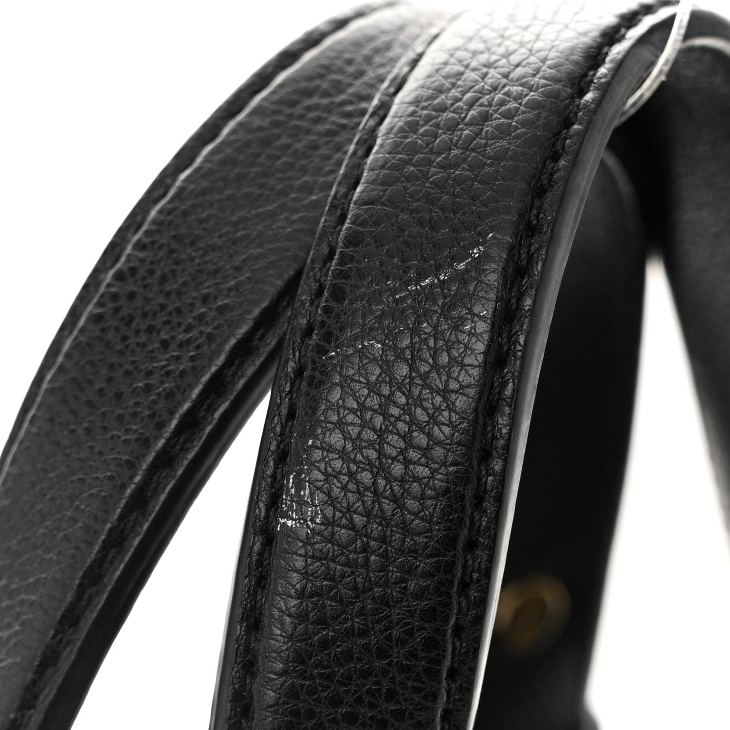 Grained Calfskin Stitched Mini Label Click Shopper Tote Black