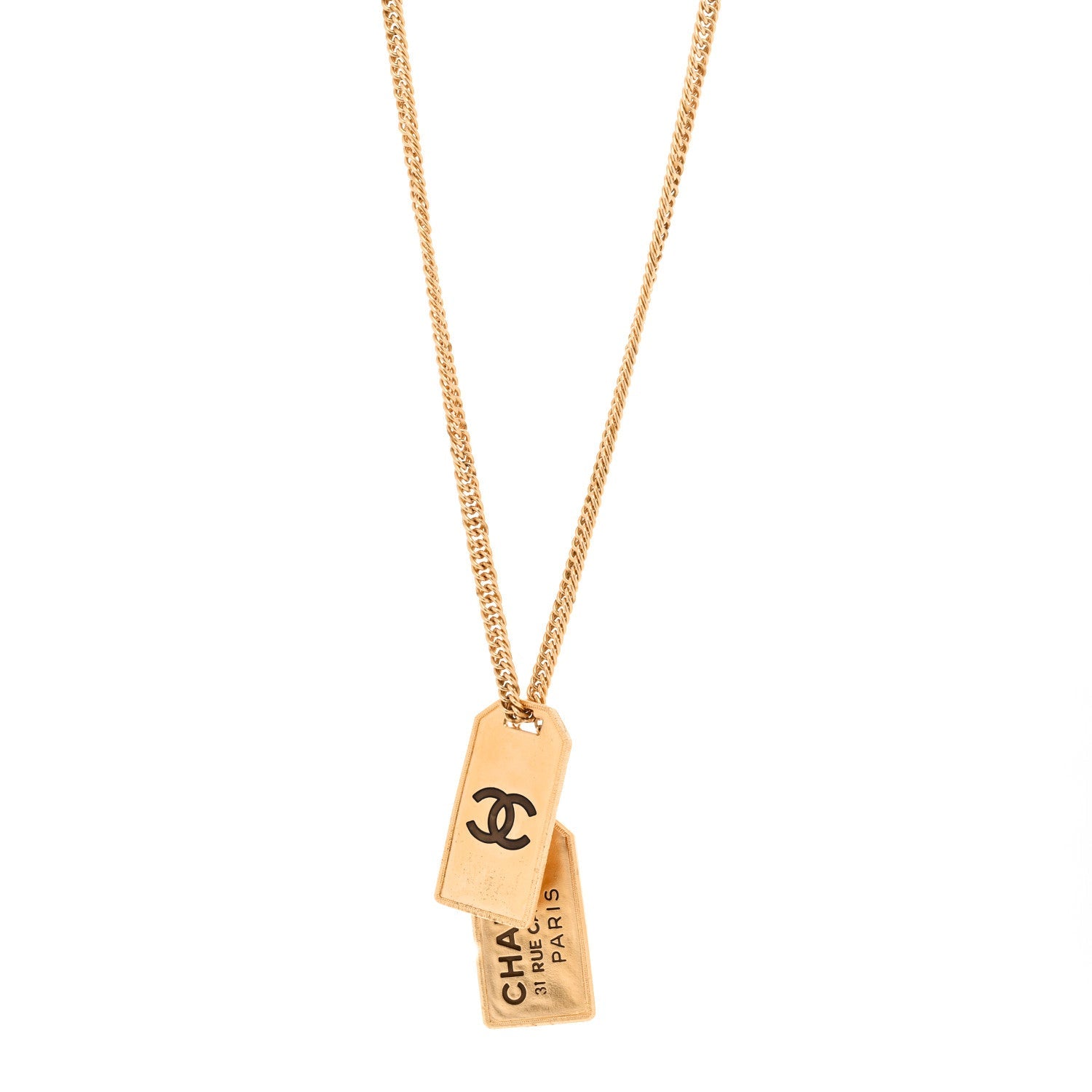 ID Dog Tag Charm Necklace Gold