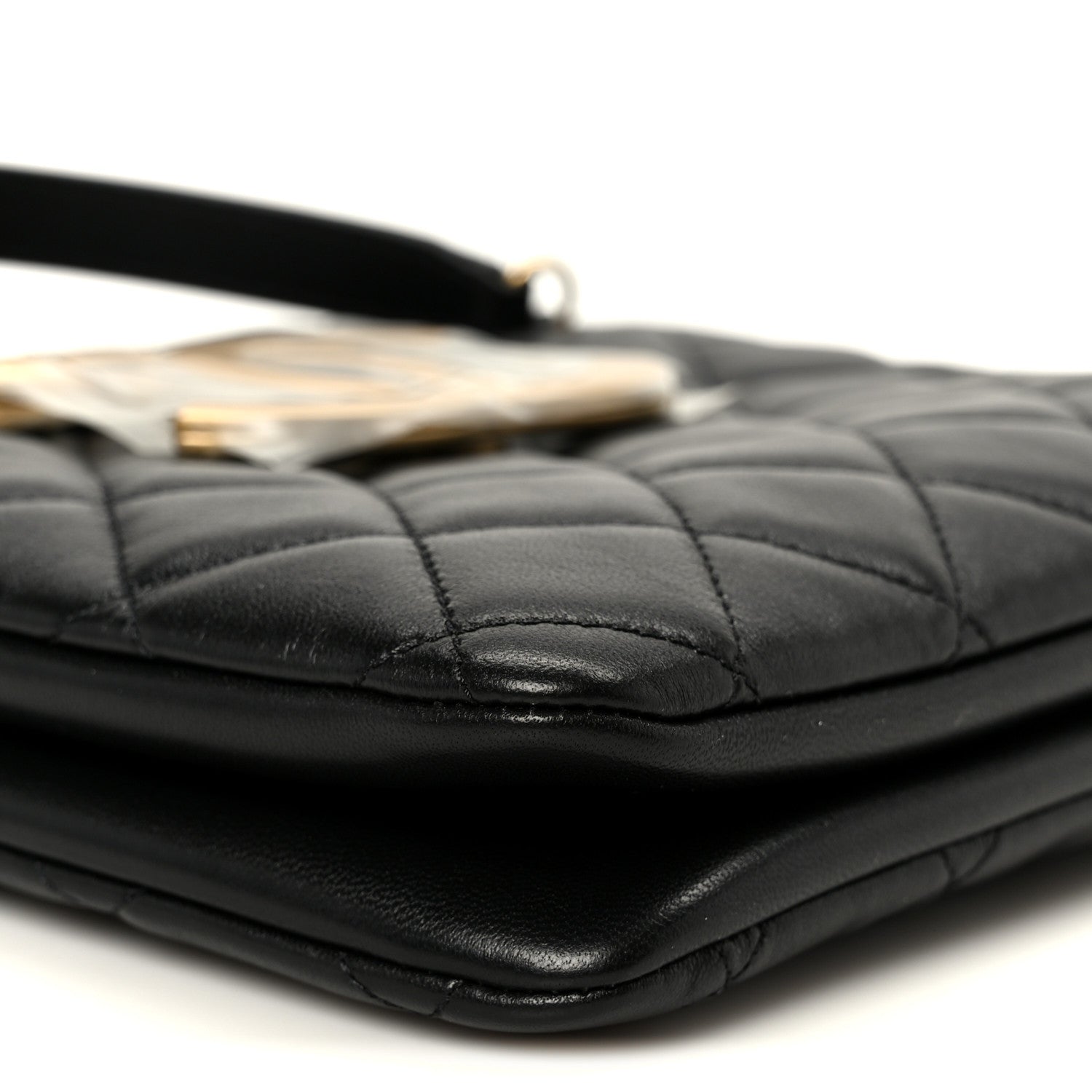 Lambskin Quilted Giant CC Shoulder Bag Black