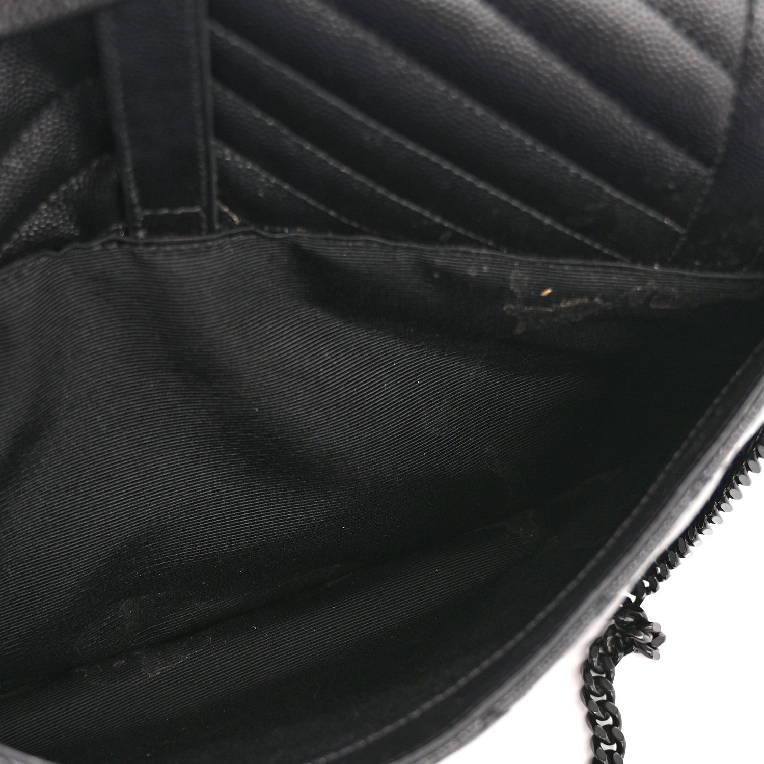 Grain De Poudre Textured Mixed Matelasse Large Triquilt Monogram Monochrome Satchel Black