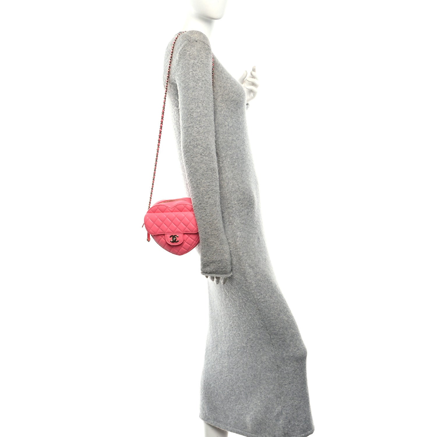 Lambskin Quilted Large CC In Love Heart Bag Light Pink