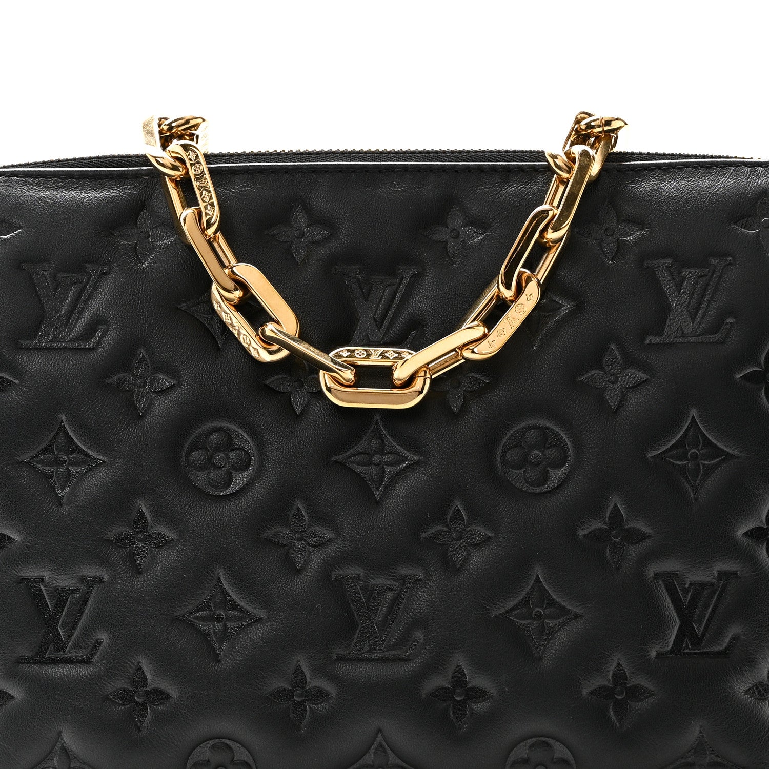 Lambskin Embossed Monogram Coussin PM Black