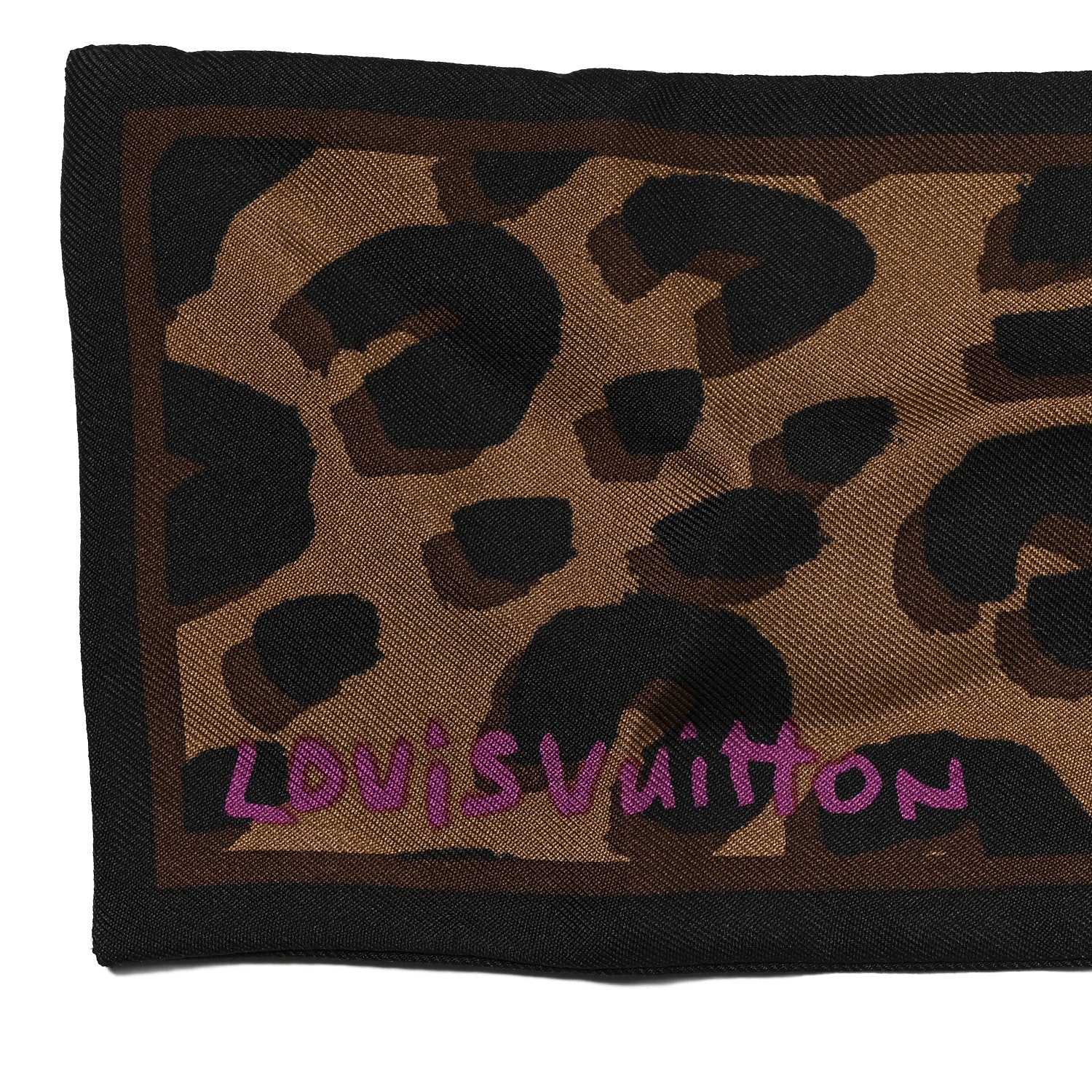 Silk Leopard Bandeau Scarf Marron