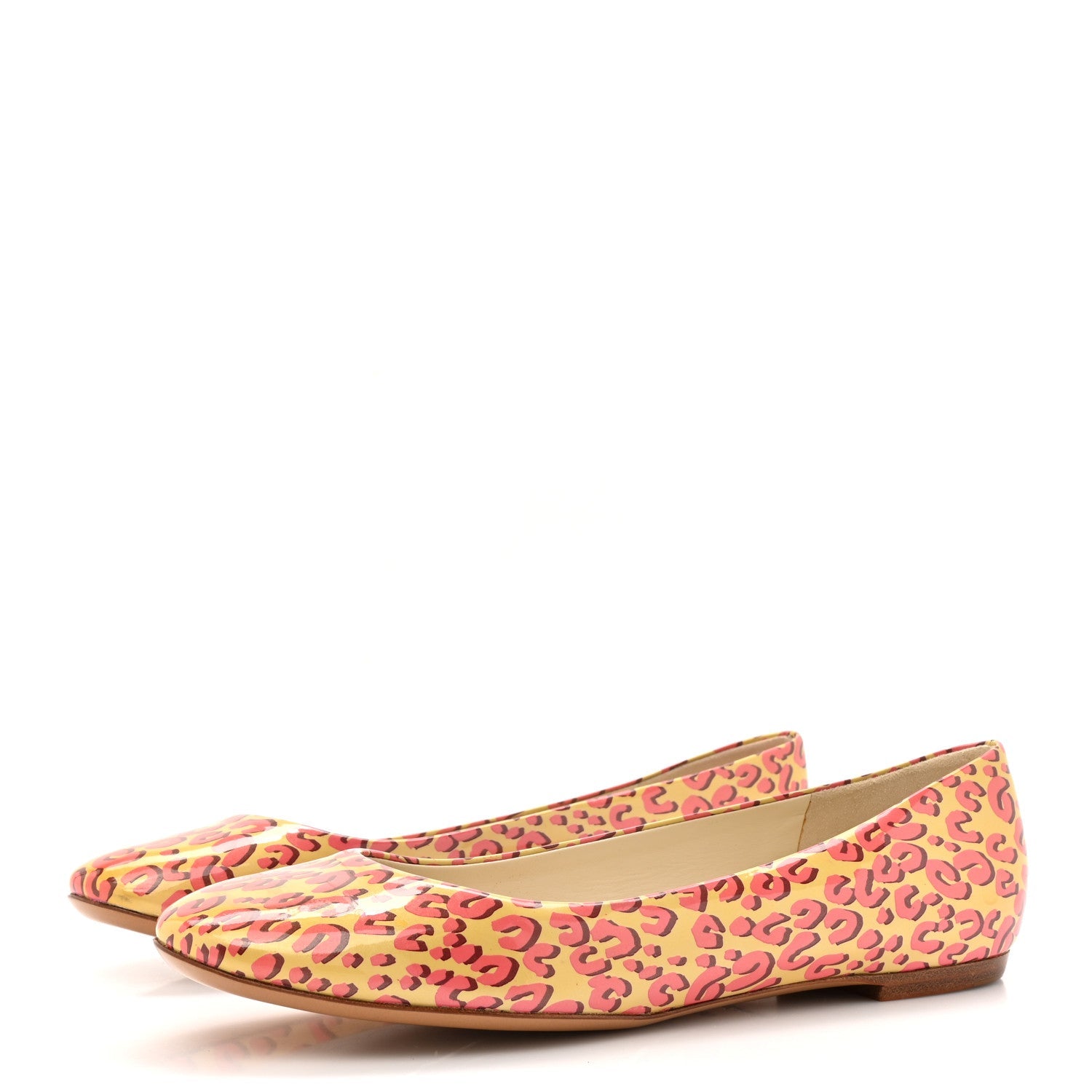 Patent Leopard Ballet Flats 39 Blanc Corail