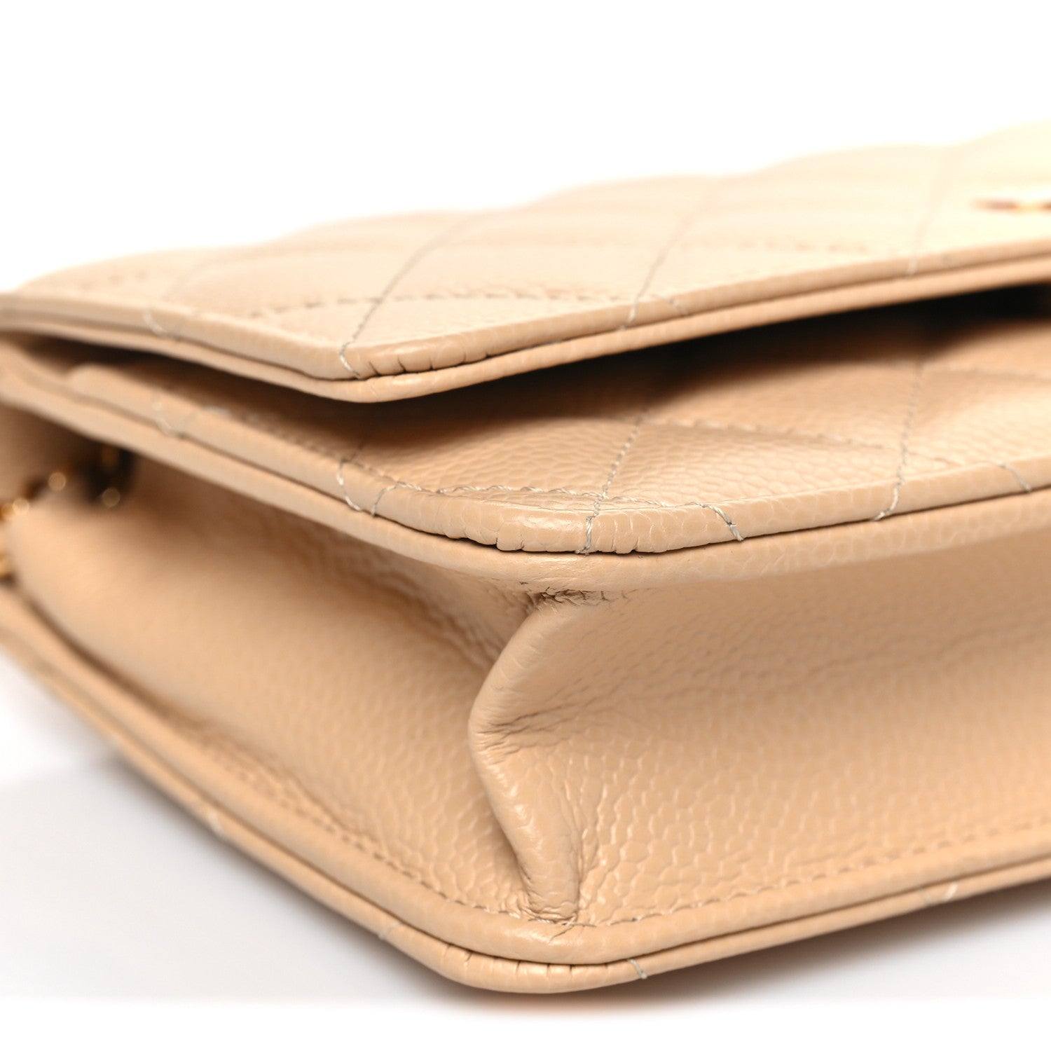Caviar Quilted Wallet On Chain WOC Beige