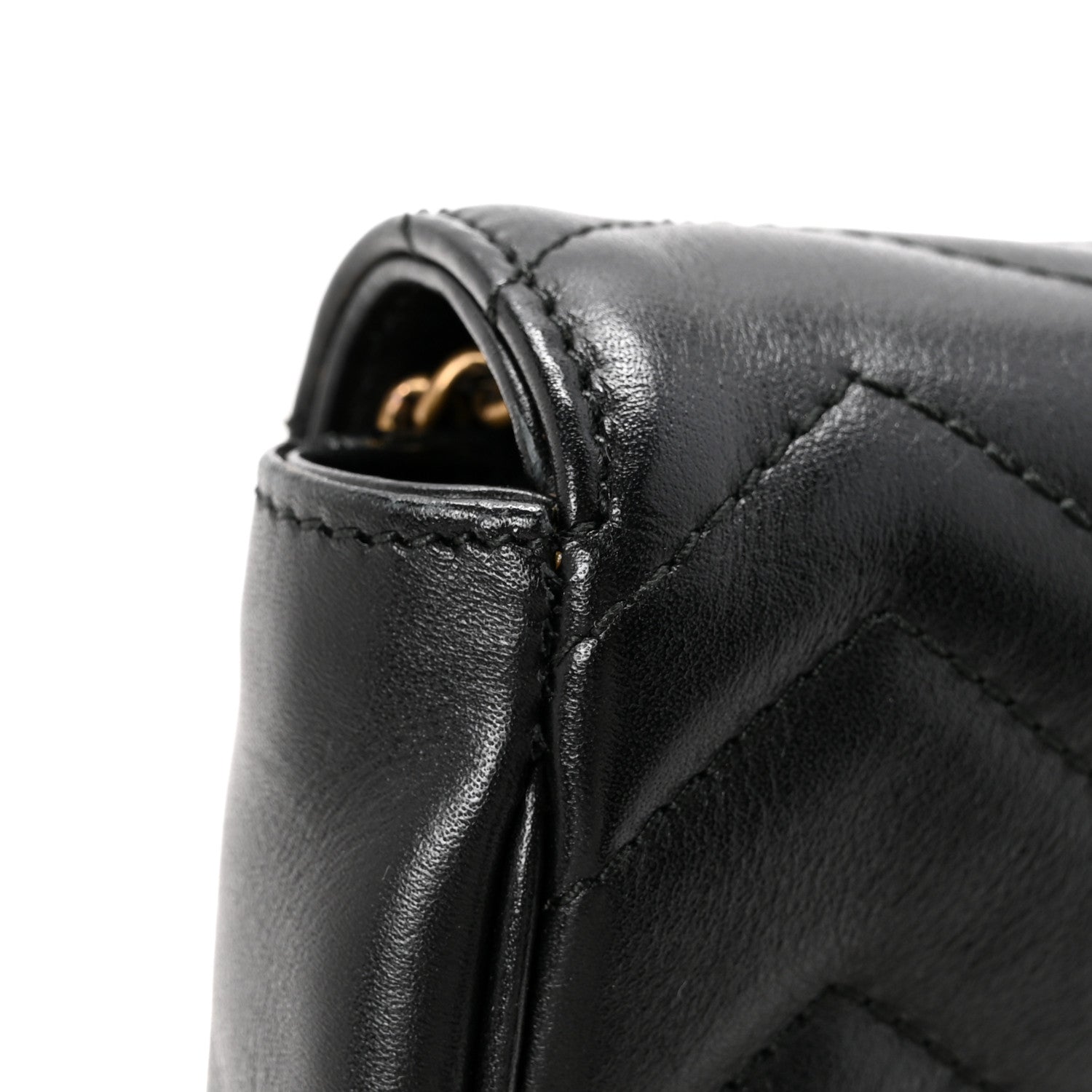 Calfskin Matelasse Super Mini GG Marmont Shoulder Bag Black