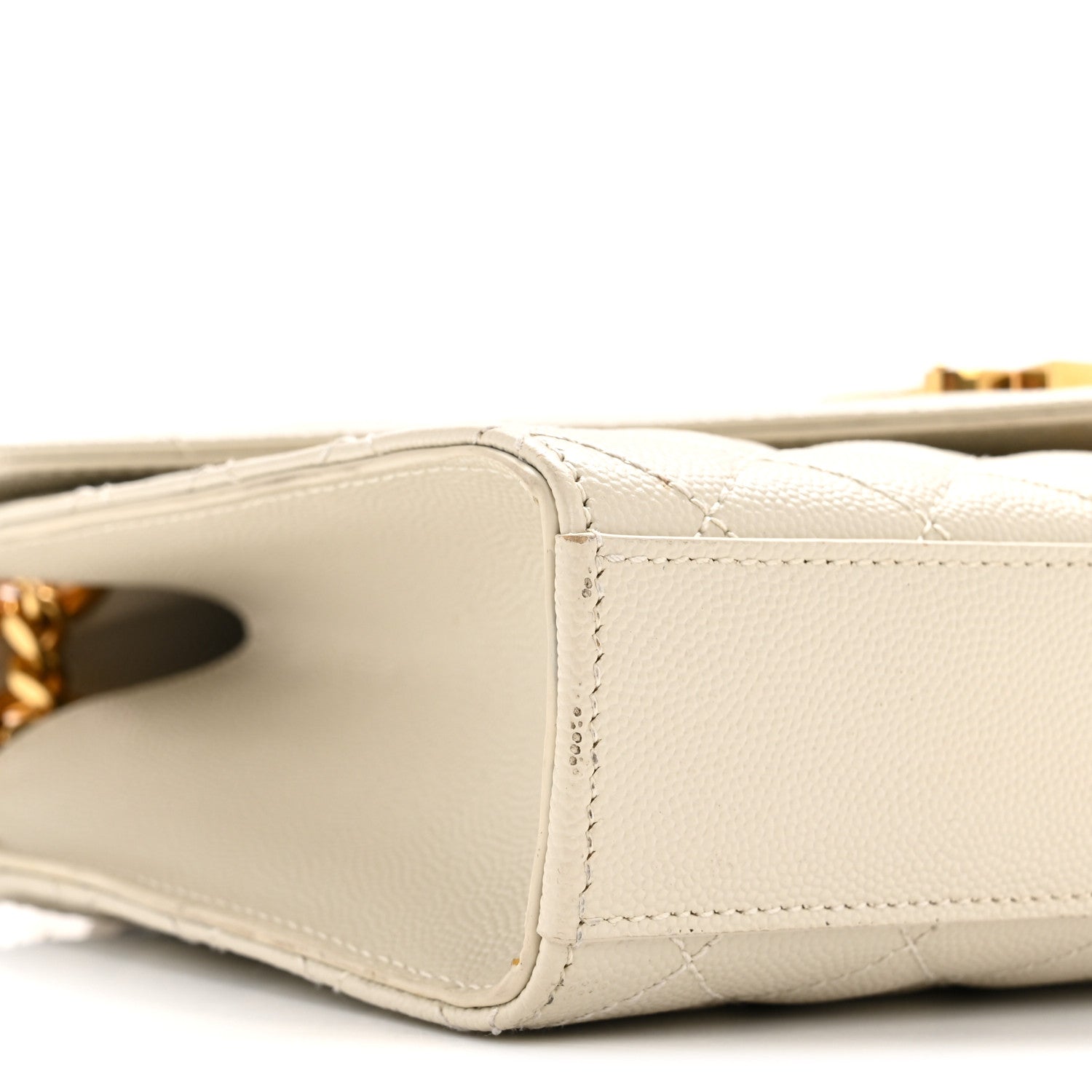Grain De Poudre Textured Mixed Matelasse Medium Triquilt Monogram Satchel Crema Soft