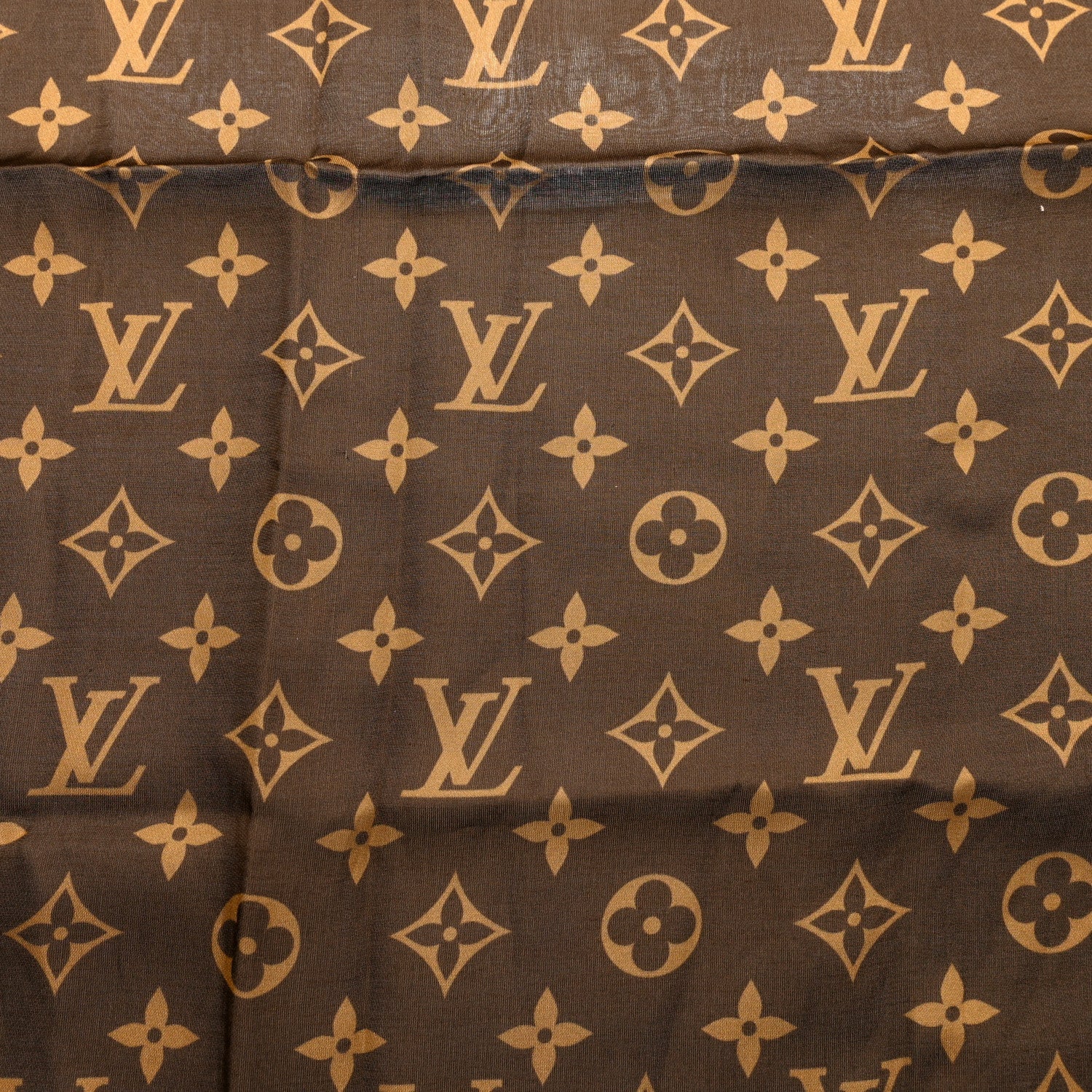 LV X TM Silk Cotton Monogram Cerises Square Scarf 55 Brown