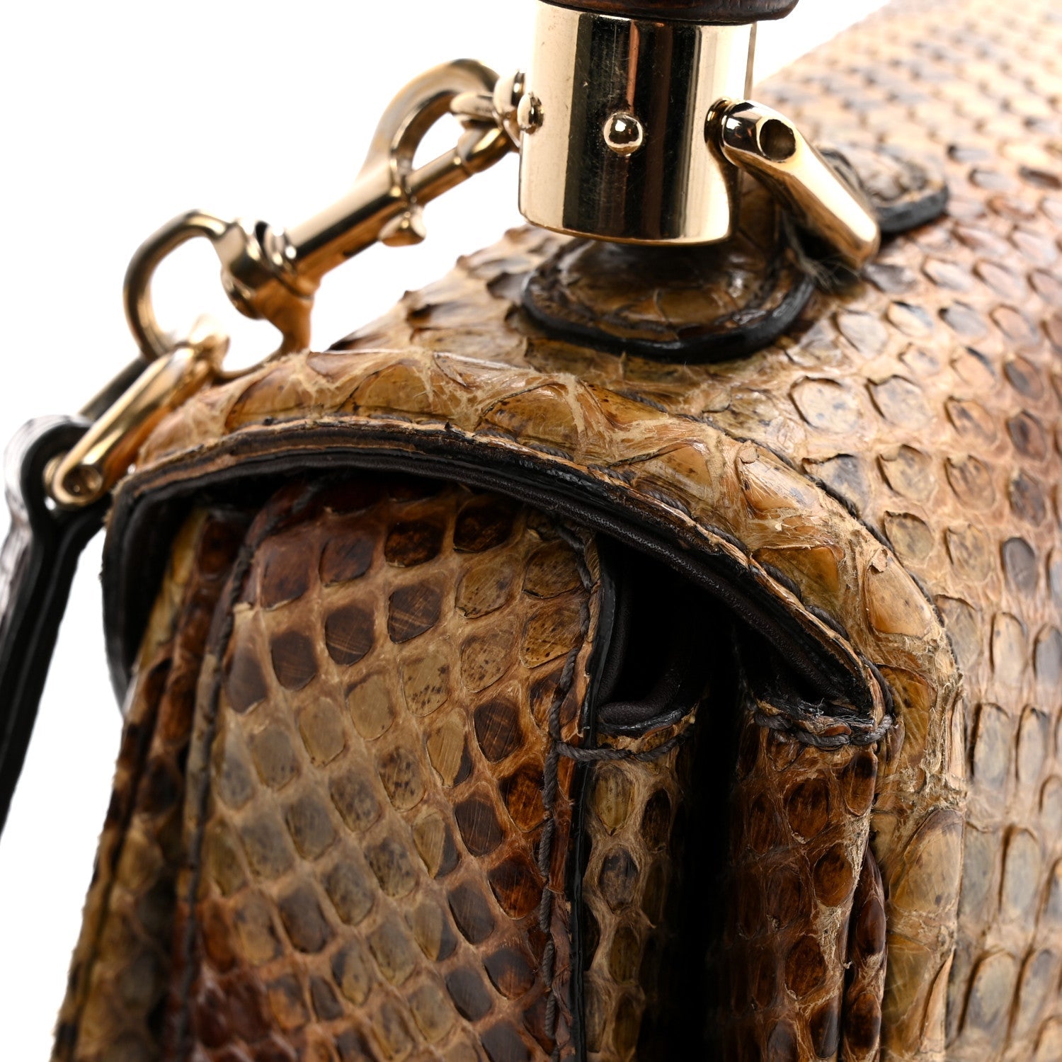 Snakeskin Medium New Bamboo Top Handle Bag Natural