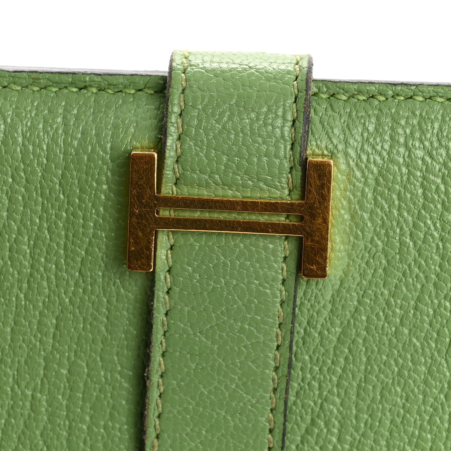 Chevre Mysore Bearn Card Holder Wallet Vert Criquet