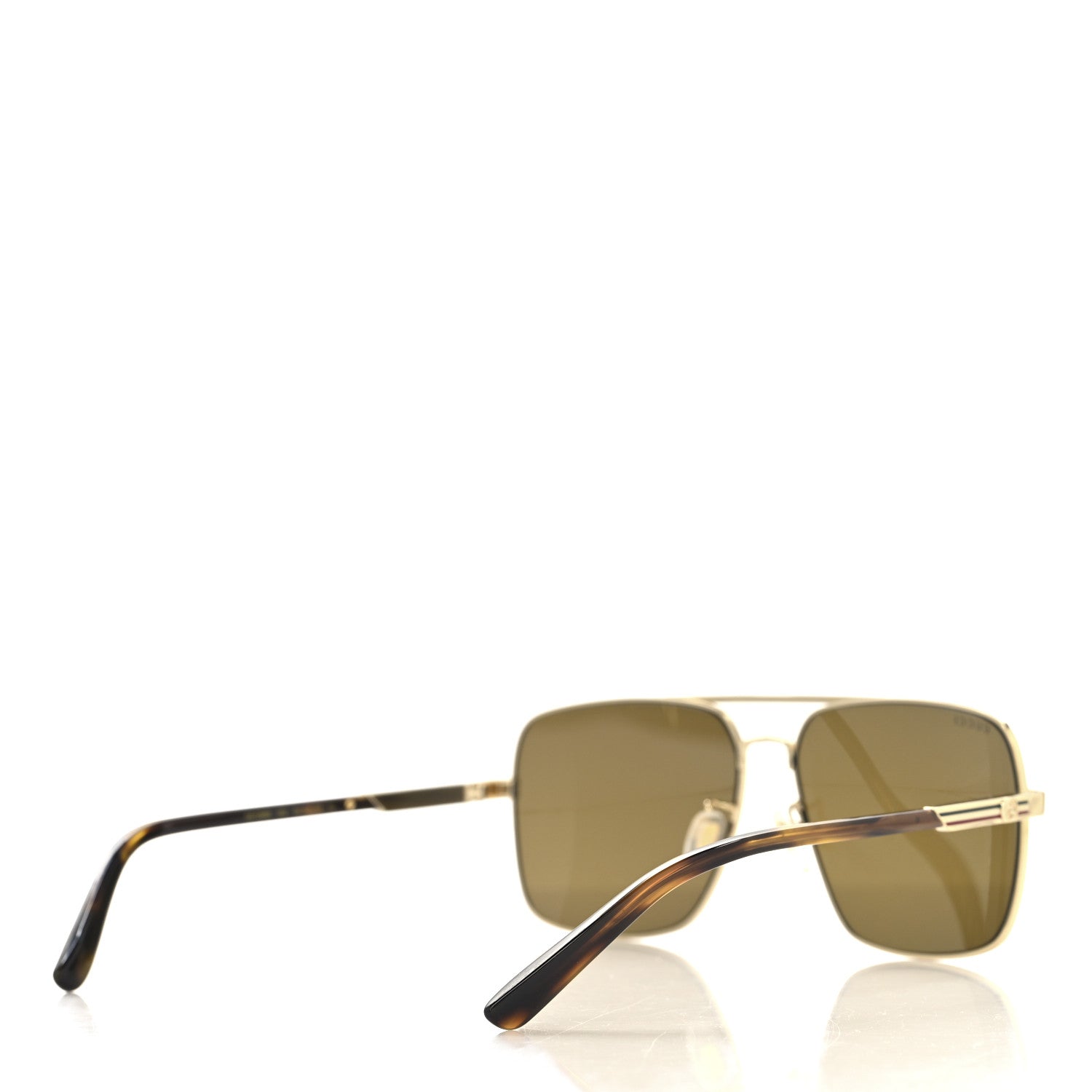 Metal Rectangular Frame Sunglasses GG1289S Gold Havana