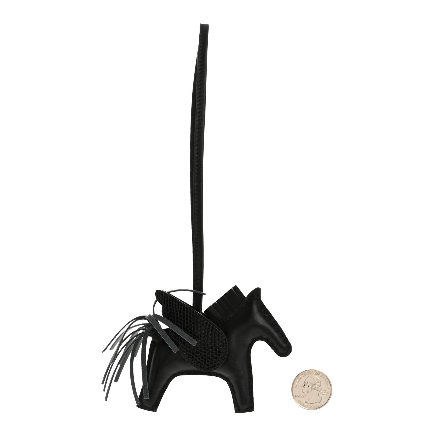 Milo Lambskin Lizard Touch Grigri Rodeo Pegase Horse Bag Charm PM So Black