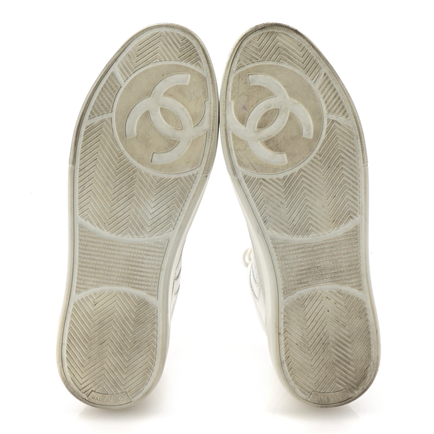 Calfskin CC High Top Sneaker 38.5 White
