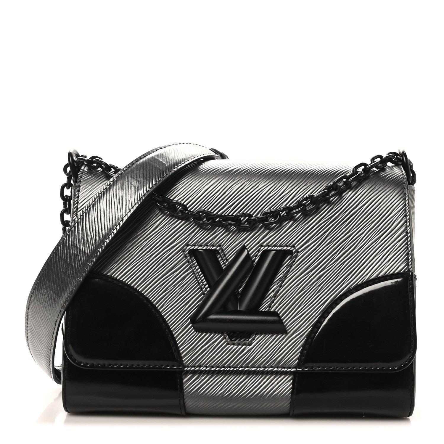 Epi Patent Twist Shoulder Bag MM Anthracite Nacre