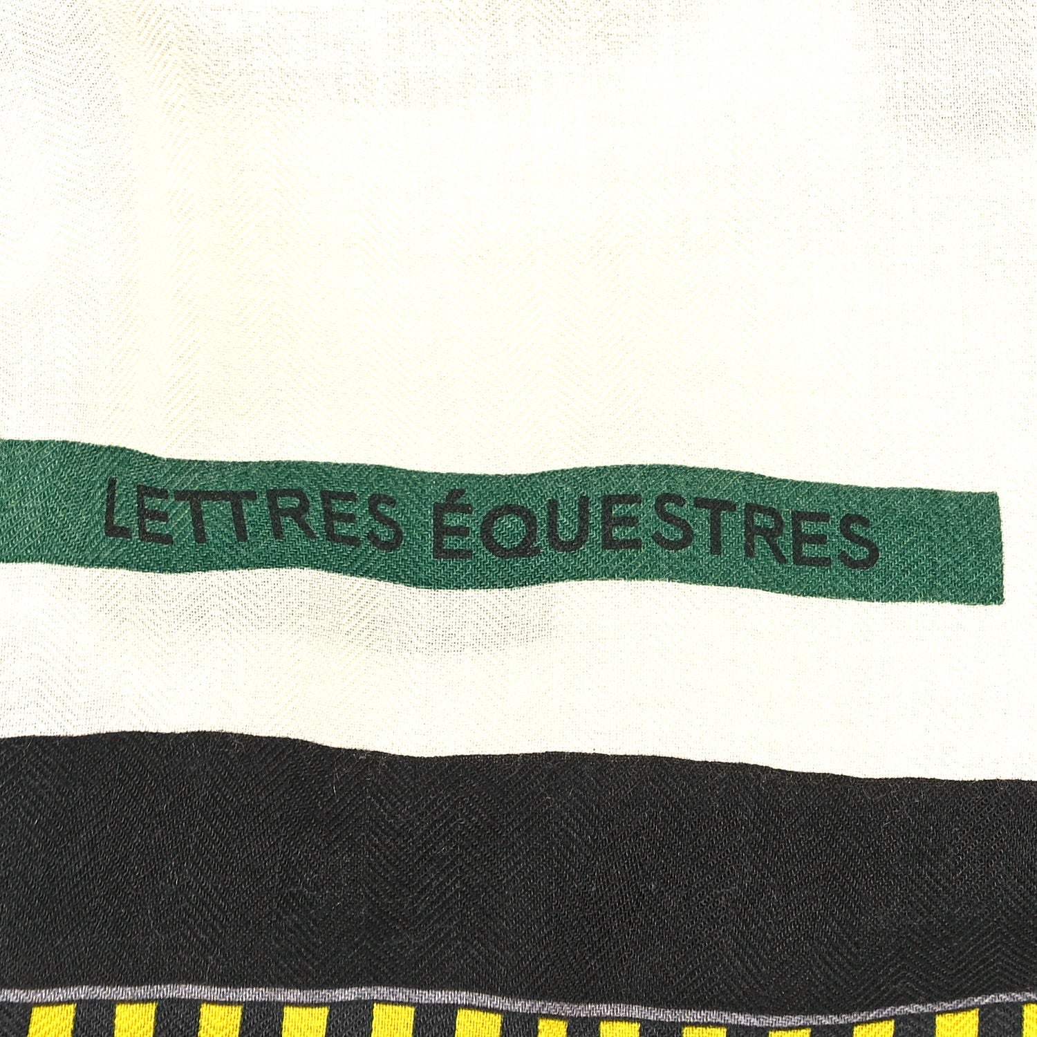 Cashmere Silk Lettres Equestres Shawl 140 White Vert Rouge