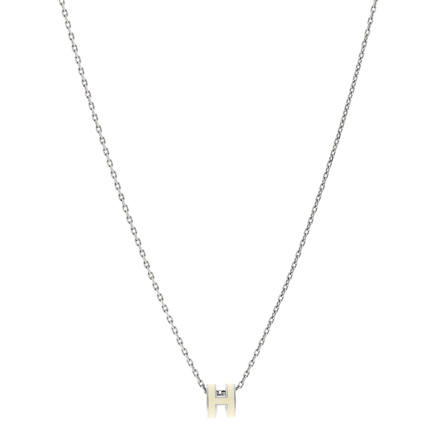 Lacquered Palladium Mini Pop H Pendant Necklace White
