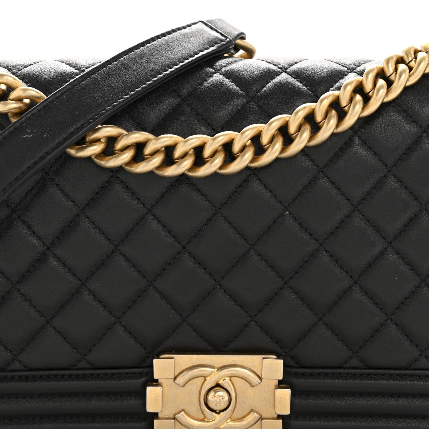 Calfskin Quilted Medium Boy Flap Black